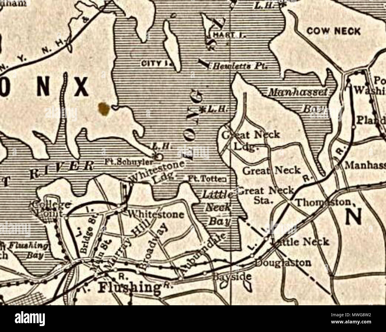 . Deutsch: Karte der kleinen Hals Bay, Long Island, New York aus dem Jahr 1917 Karte von New York City. 1917. P.F. Collier & Son 373 Little-Neck - Bucht - NY 1917 Stockfoto