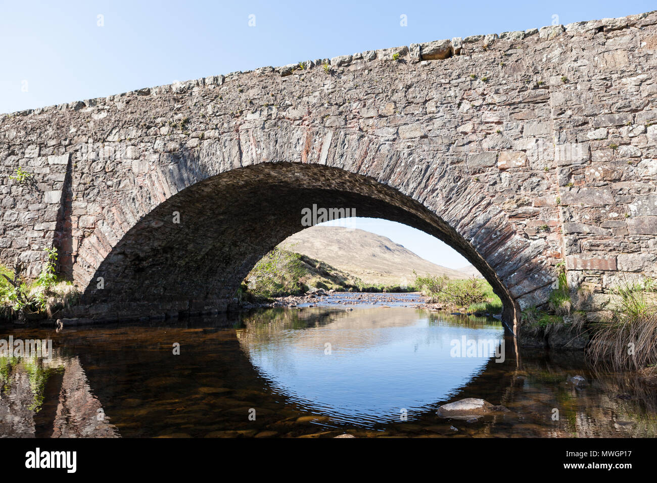 Brücke an Inveroran auf dem West Highland Way. Stockfoto