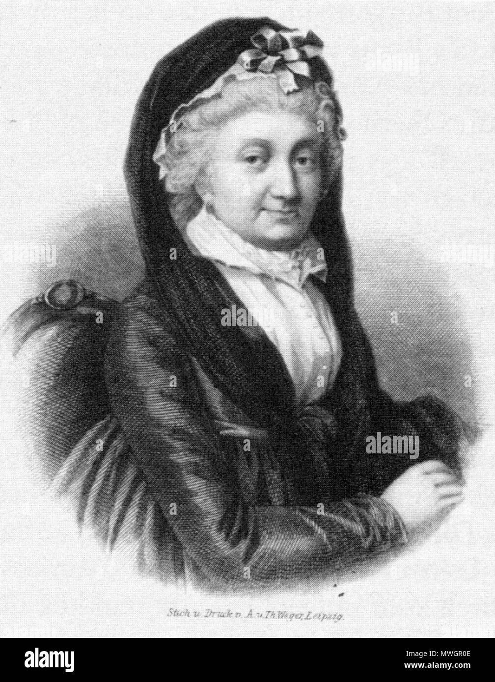 . English: Portrait von Sophia Gräfin von Voss, Tutor von Luise von Mecklenburg-Strelitz, Königin von Preußen. Gravur. 2. Juni 2008 (original Upload Datum) (ursprünglicher Text: Um 1795). Stich und Druck von A. und Th. Weger, Leipzig 381 Luise Oberhofmeisterin Voss Stockfoto