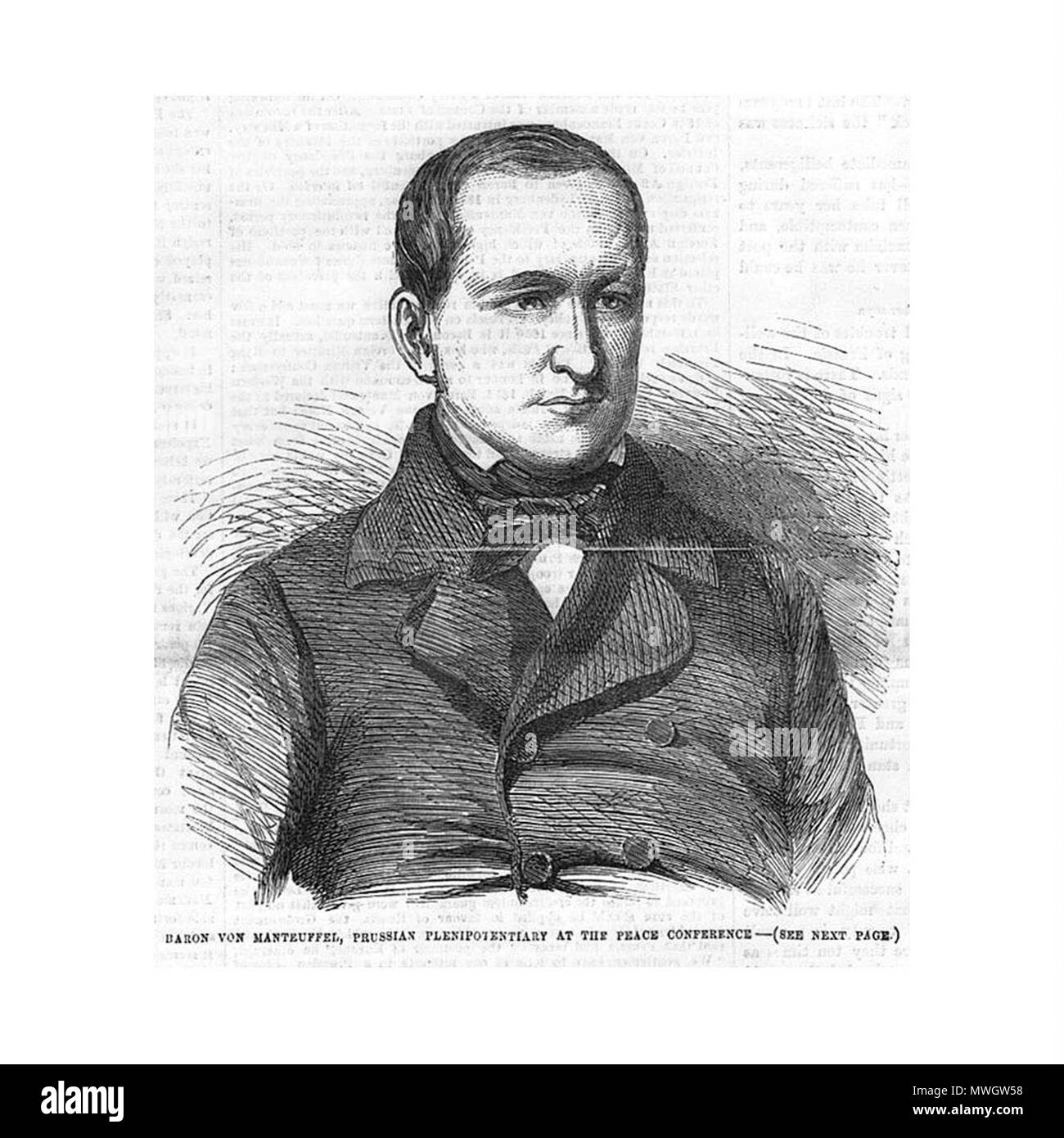 . Freiherr von Manteuffel, preußischen Bevollmächtigten auf der Friedenskonferenz [Otto Theodor von Manteuffel], ca 13 x 10 cm. 1856. Unbekannt 391 Manteuffel, Otto Theodor von (1805-1882) 5 a Stockfoto