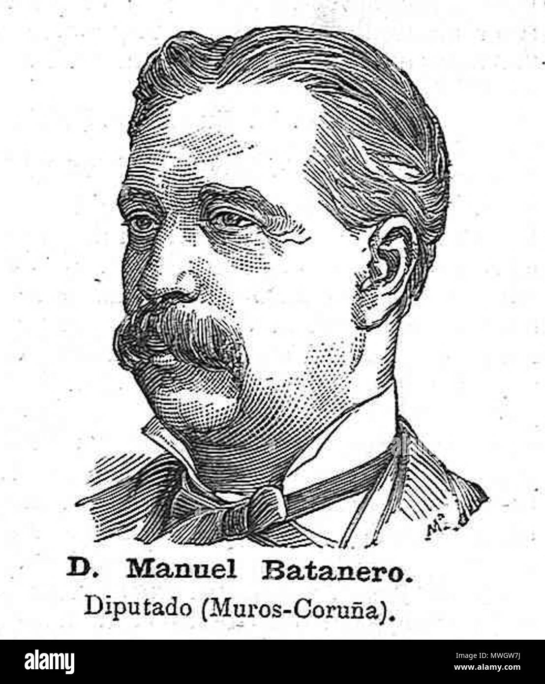 . Galego: Manuel Batanero Montenegro. 1880. La Ilustración Gallega y Asturiana, 8-2-1880, s. 2 391 Manuel Batanero Stockfoto