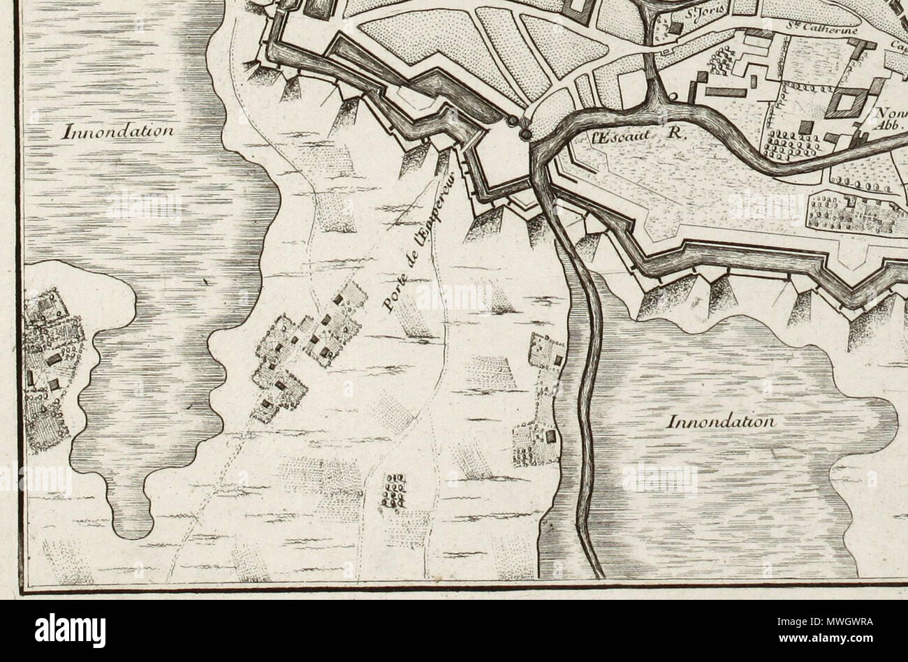 . Englisch: Karte von Gent von Georges Louis Le Rouge. 29. Februar 2012. George Louis Le Rouge (* 1707 - † 1790) 393 Karte von Gent von Georges Louis Le Rouge, Detail (6) Stockfoto