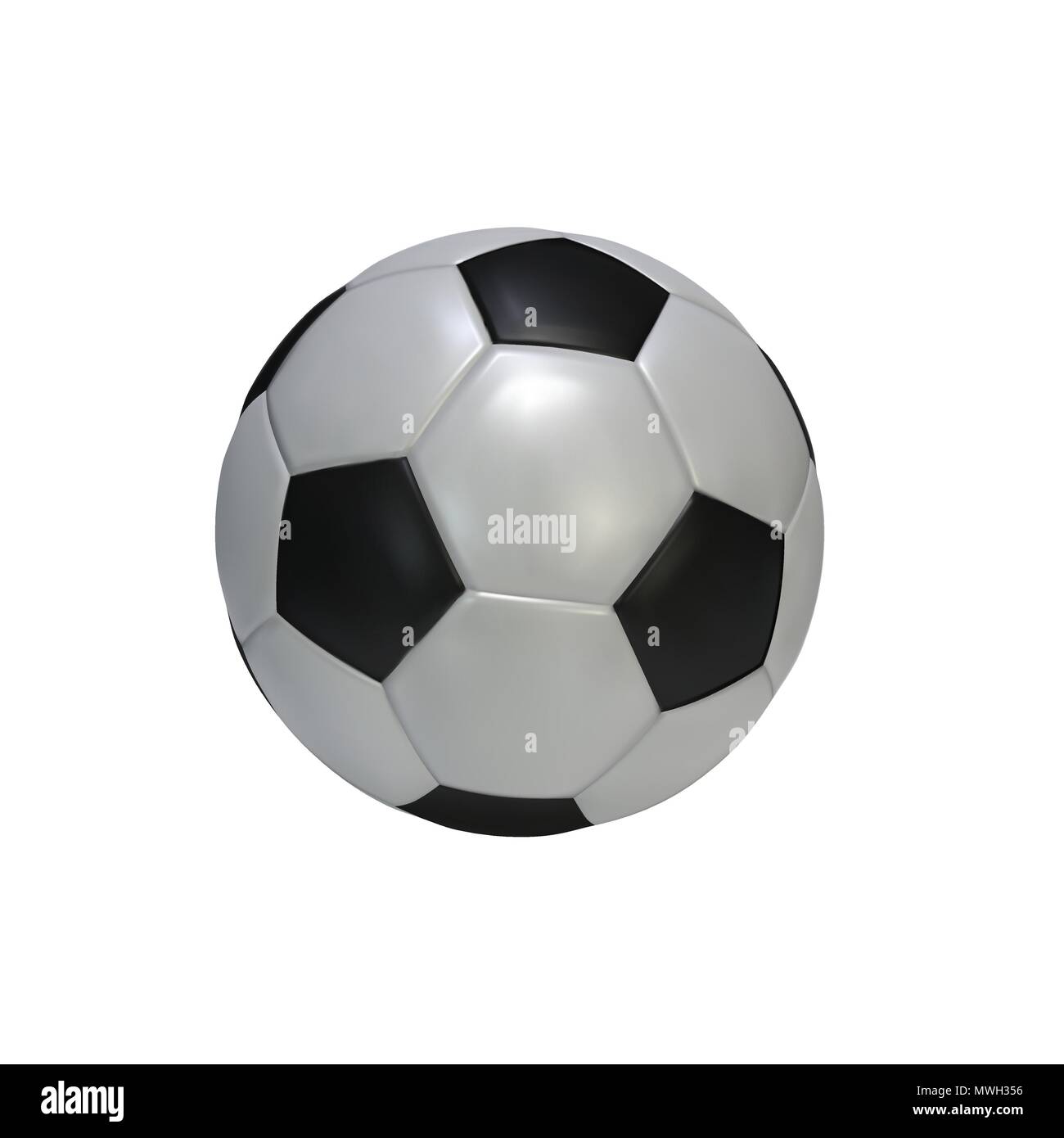 Realistische Fußball auf weißem Hintergrund. Schwarz und Weiß Klassische Leder Fußball-Ball. Vector Illustration Stock Vektor