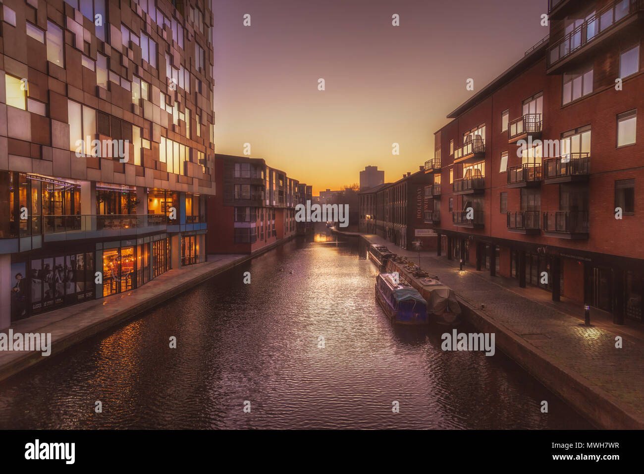 Sonnenuntergang in Gas Street Basin Stockfoto