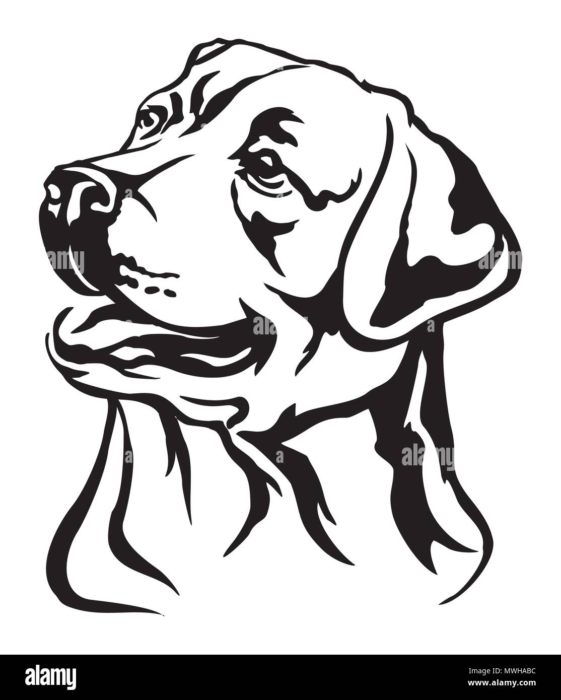 Dekorative Portrait von Hund Labrador Retriever, Vektor isoliert Abbildung in schwarz auf weißem Hintergrund Stock Vektor
