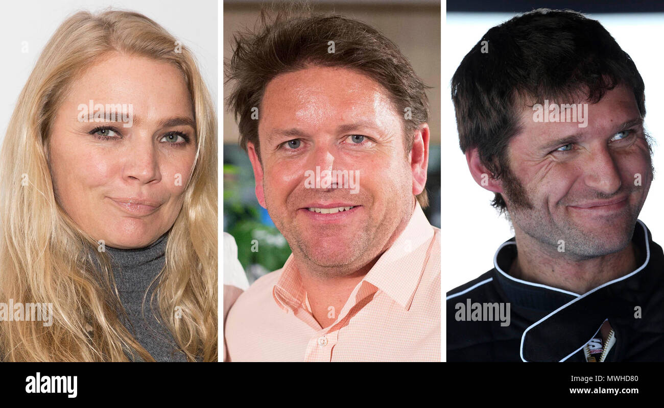 Undatierte Datei composite Foto (von links nach rechts) Jodie Kidd, James Martin und Guy Martin, die zu den Sternen zu Top Gear verbunden werden folgende Matt LeBlanc departure-Ankündigung. Stockfoto