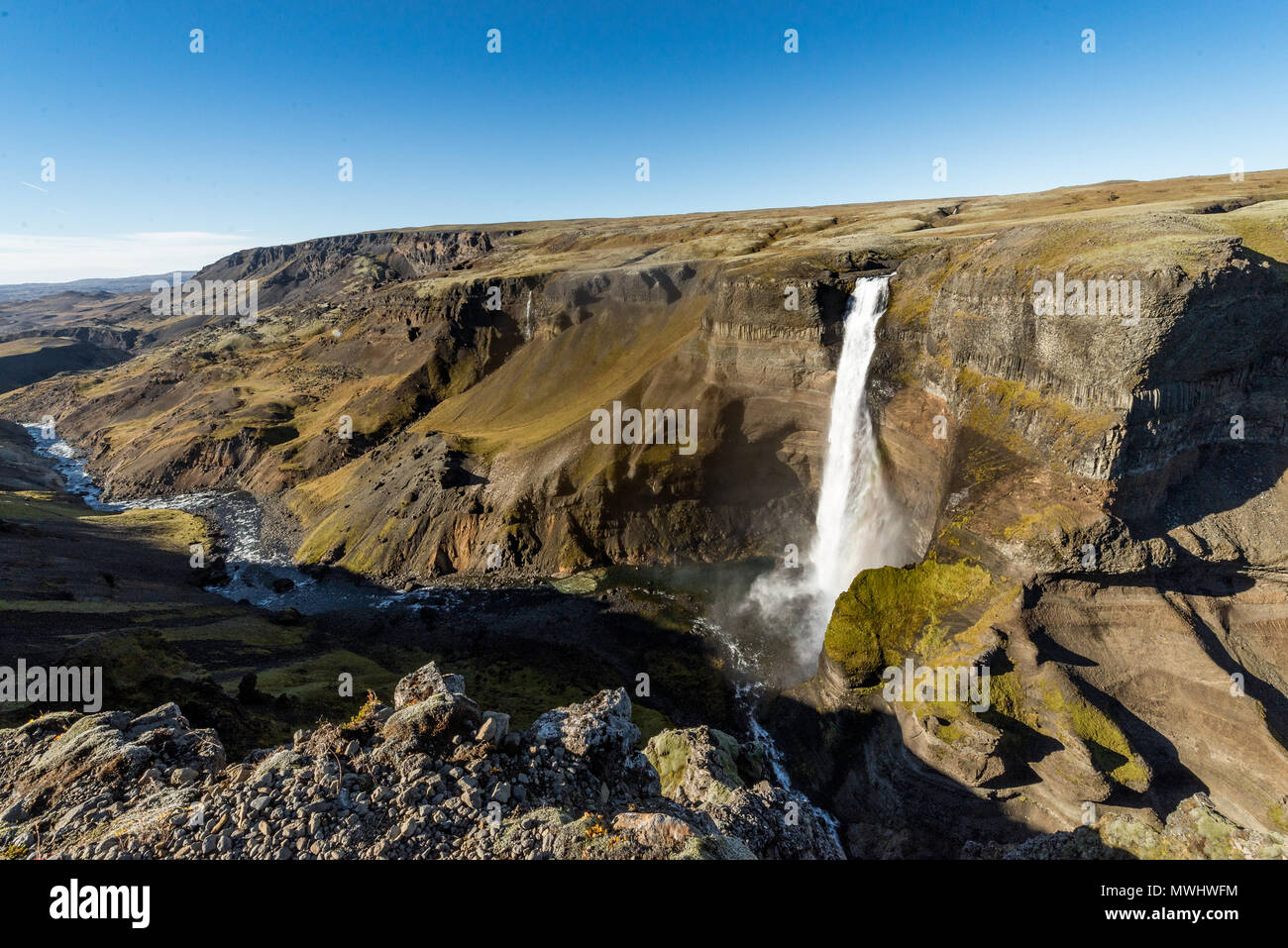 Wasserfall Haifoss im südlichen Island Stockfoto