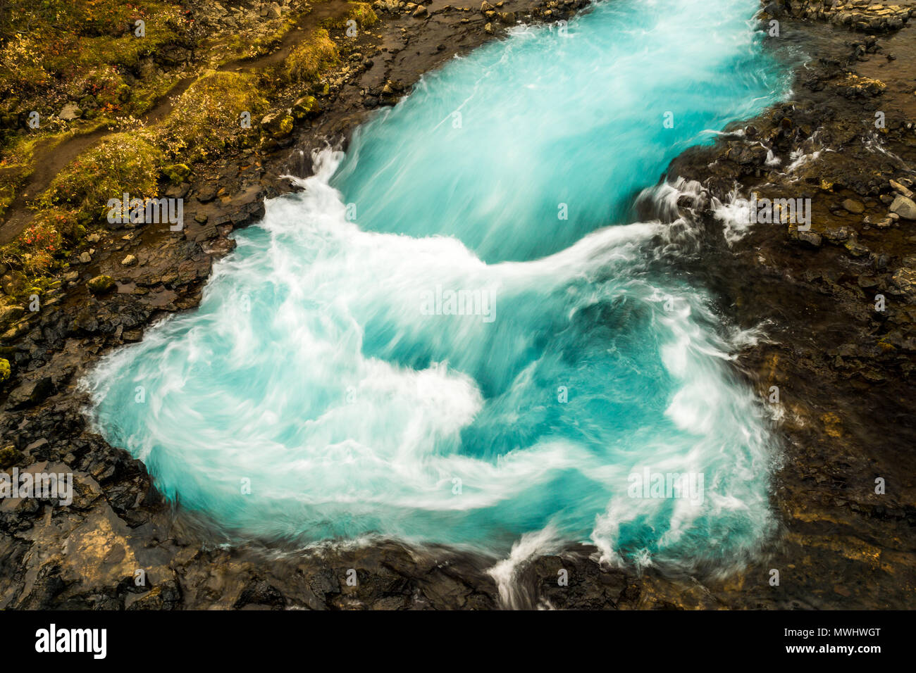 Natürliche Whirl Pool an Bruarfoss, Golden Circle, Island Stockfoto