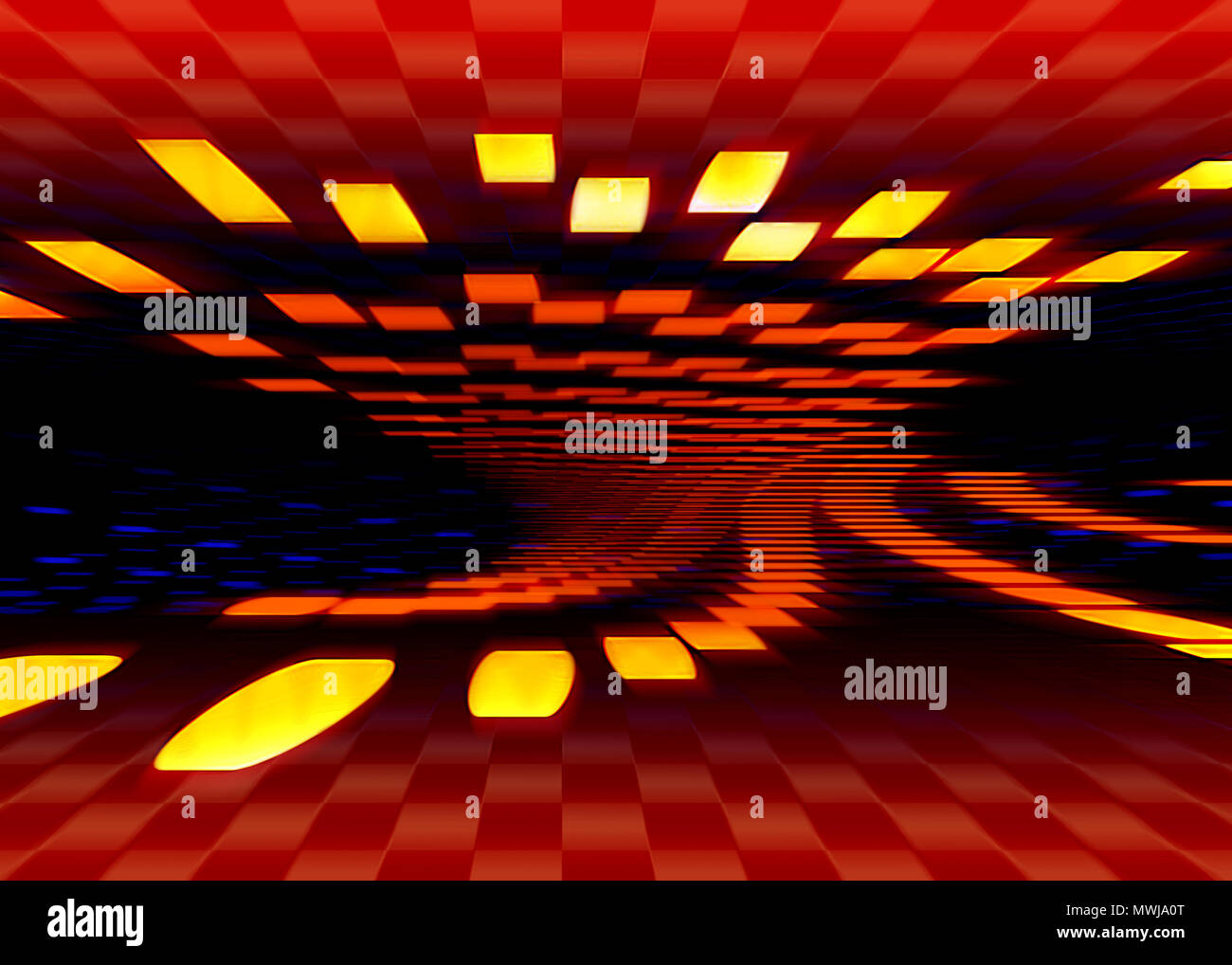 Abstrakt Rot Sci-Fi Hintergrund, Illustration von Geschwindigkeit und Bewegung Stockfoto