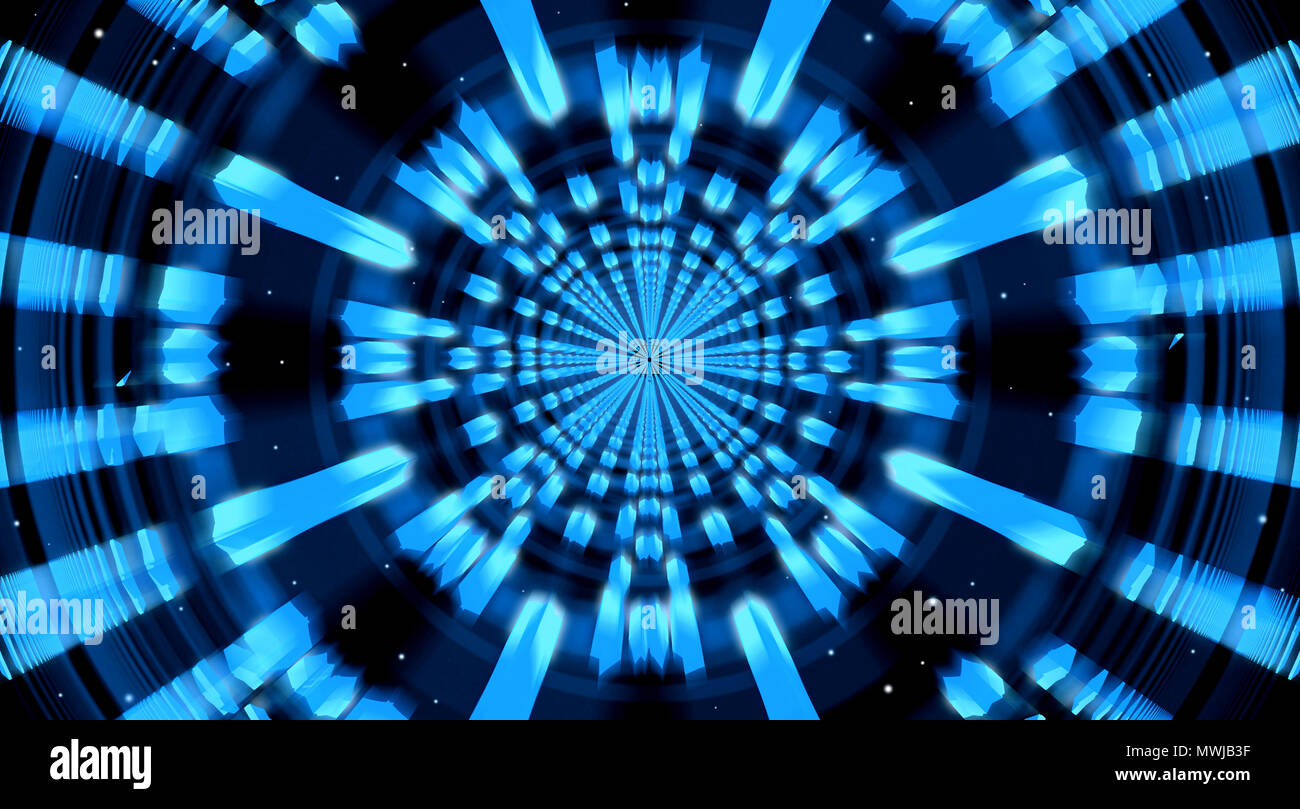 Abstrakte Sci-Fi blauen Hintergrund von Raum Tunnel oder Gate Stockfoto