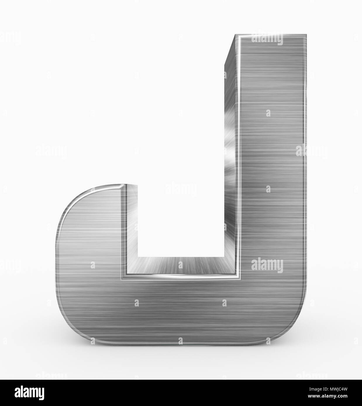 Buchstabe J 3 d Cubic gerundete Metall isoliert auf Weiss - 3D-Rendering Stockfoto