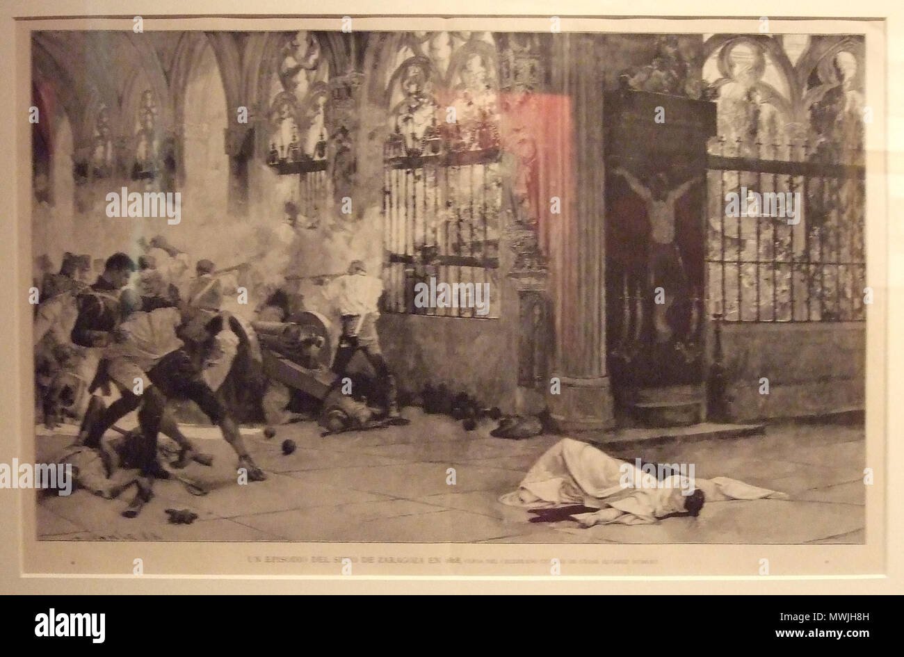 . Español: Un-episodio del Sitio de Zaragoza en 1808 (1897) Autor: César Álvarez Dumont Colección Luis Serando, Zaragoza. 1897. César Álvarez Dumont (1866-1945) Alternative Namen César Álvarez Dumont Beschreibung spanischer Maler Geburtsdatum / Tod 28. Januar 1866 vom 25. Juli 1945 Ort der Geburt / Todes Vila Real Marbella Arbeitsort Cádiz, Sevilla, Málaga Authority control: Q 2887402 VIAF: 86964570 ULAN: 500035169 BNE: XX 1192393 RKD: 129730 620Un episodio del Sitio de Zaragoza Stockfoto