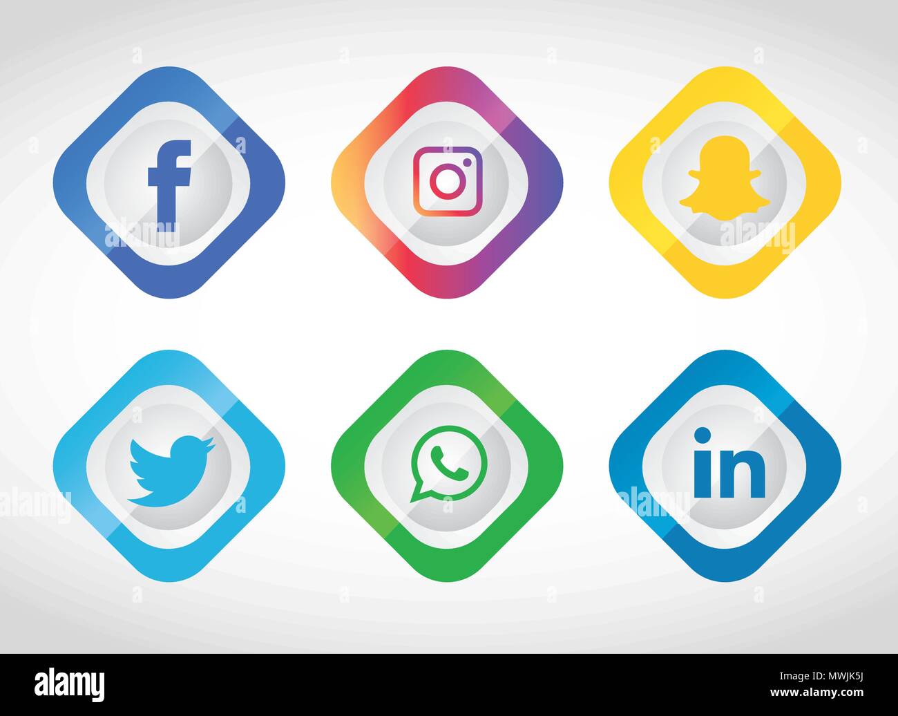 Social media Icons einstellen. Logo Vektor Illustrator. Facebook, Instagram, Whatsapp, Stock Vektor