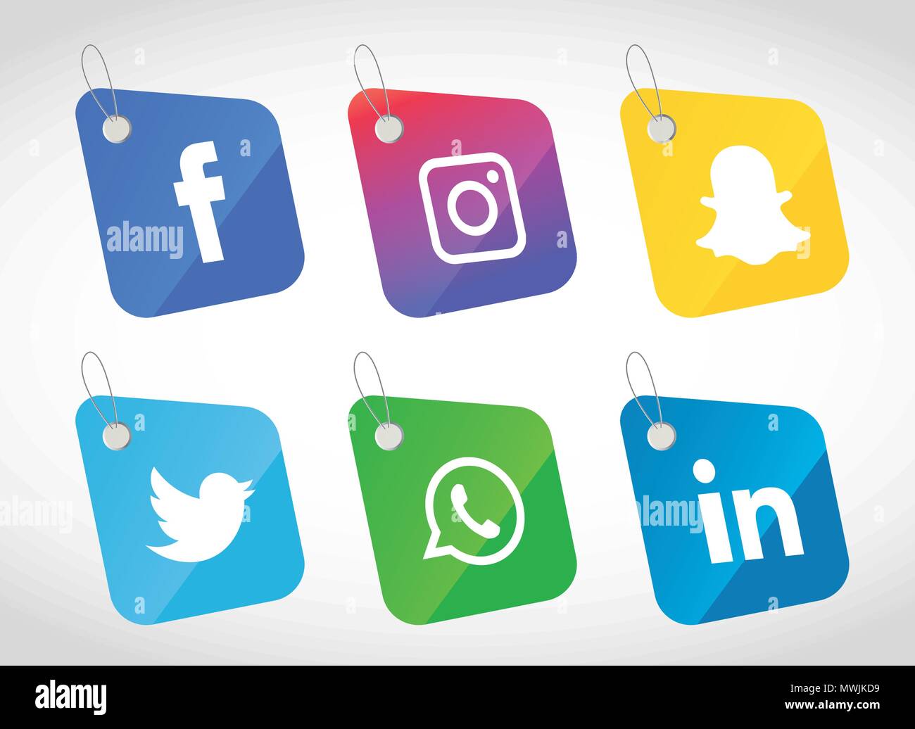 Social media Icons einstellen. Logo Vektor Illustrator. Facebook, Instagram, Whatsapp, Stock Vektor