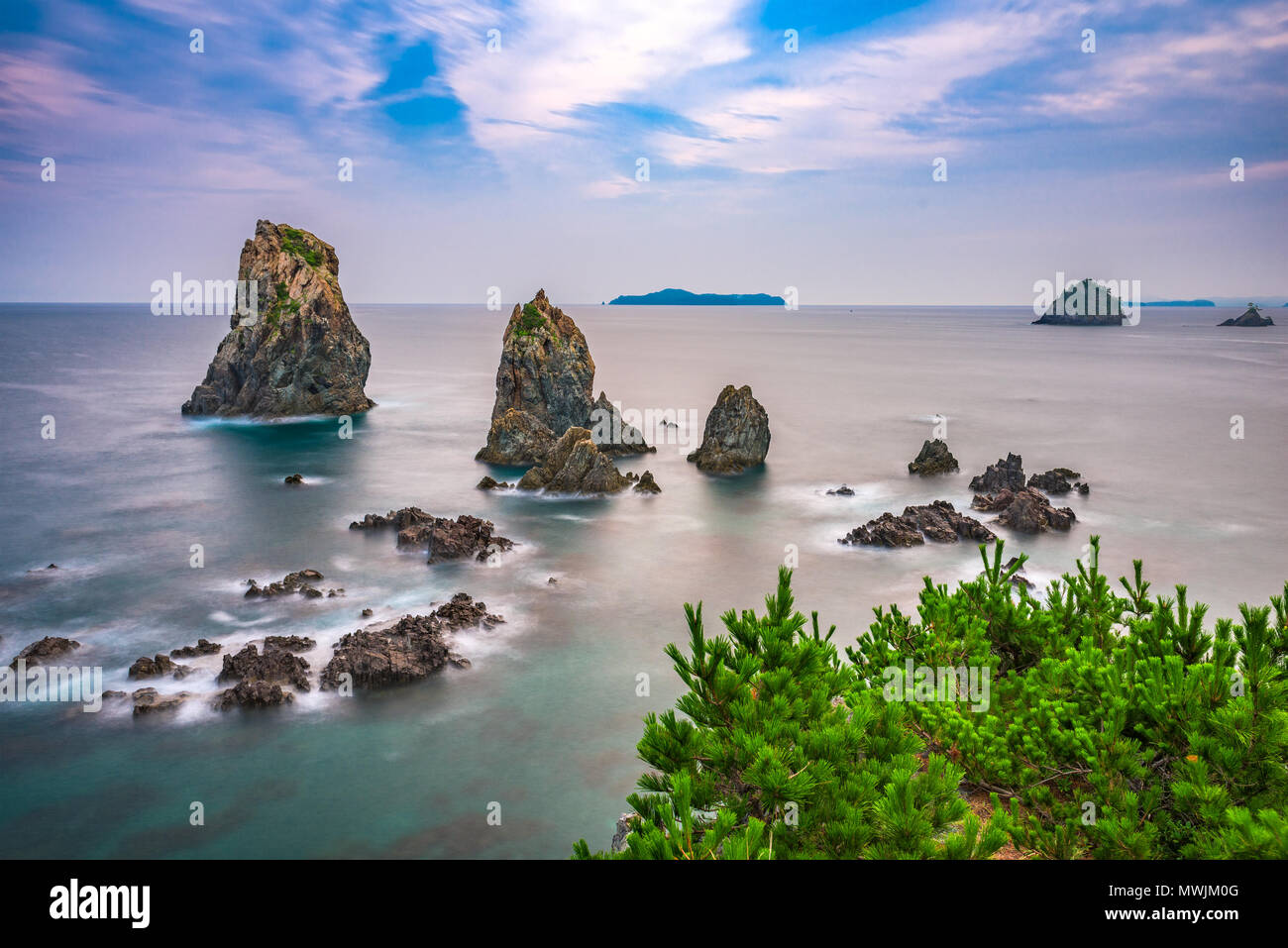 Meer von Japan aus Omijima, Yamaguchi, Japan. Stockfoto