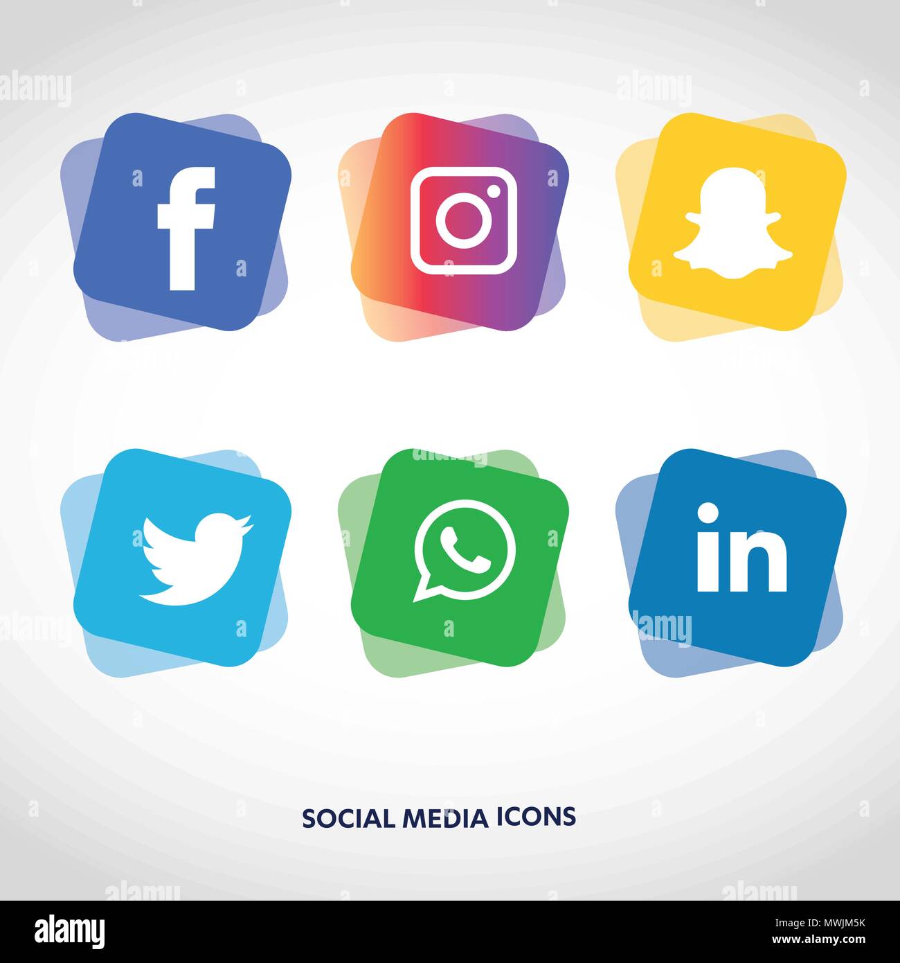Social media Icons einstellen. Logo Vektor Illustrator. Facebook, Instagram, Whatsapp, Stock Vektor