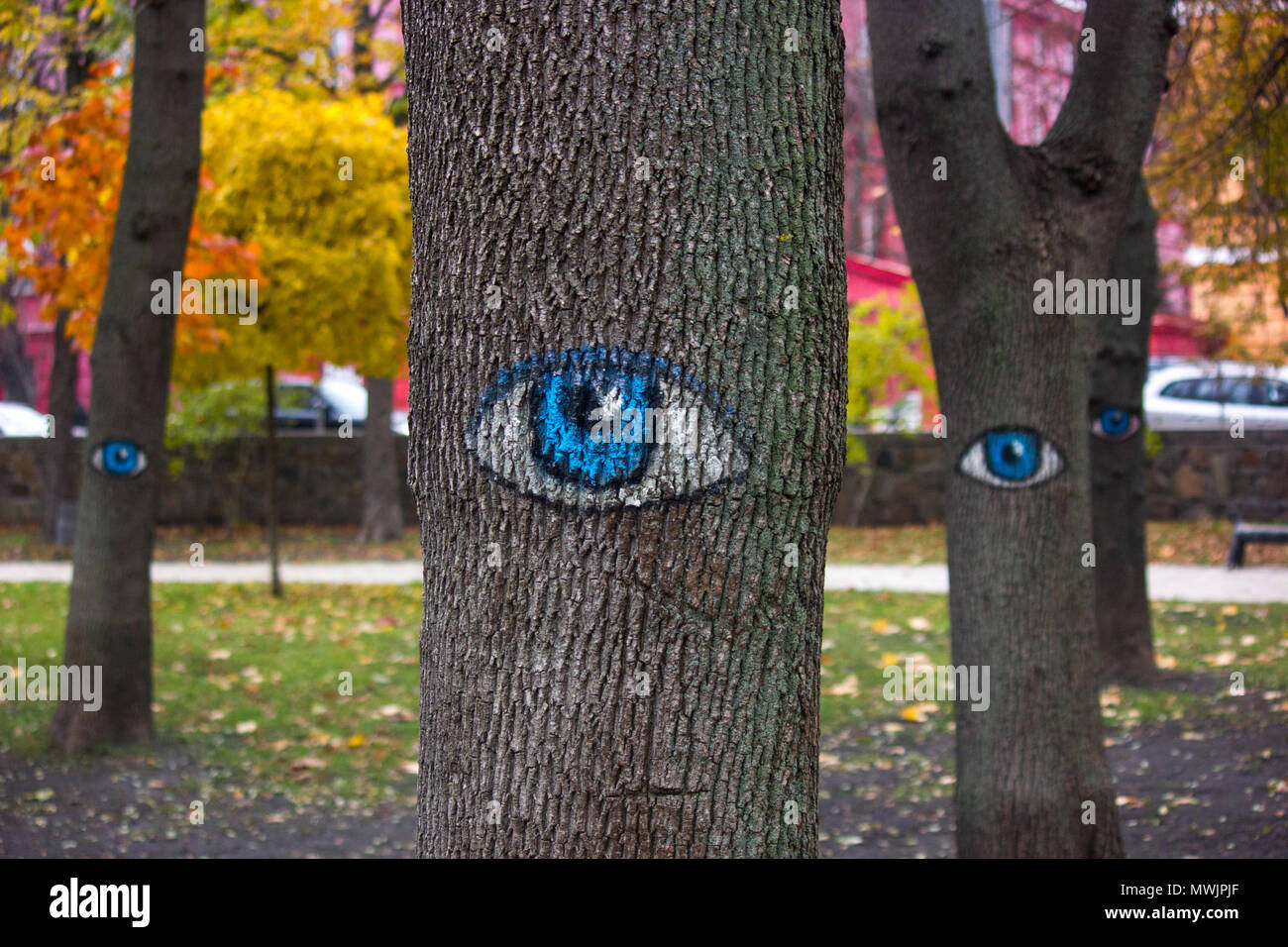 Die Bäume haben Augen, Kiew, Ukraine Stockfoto