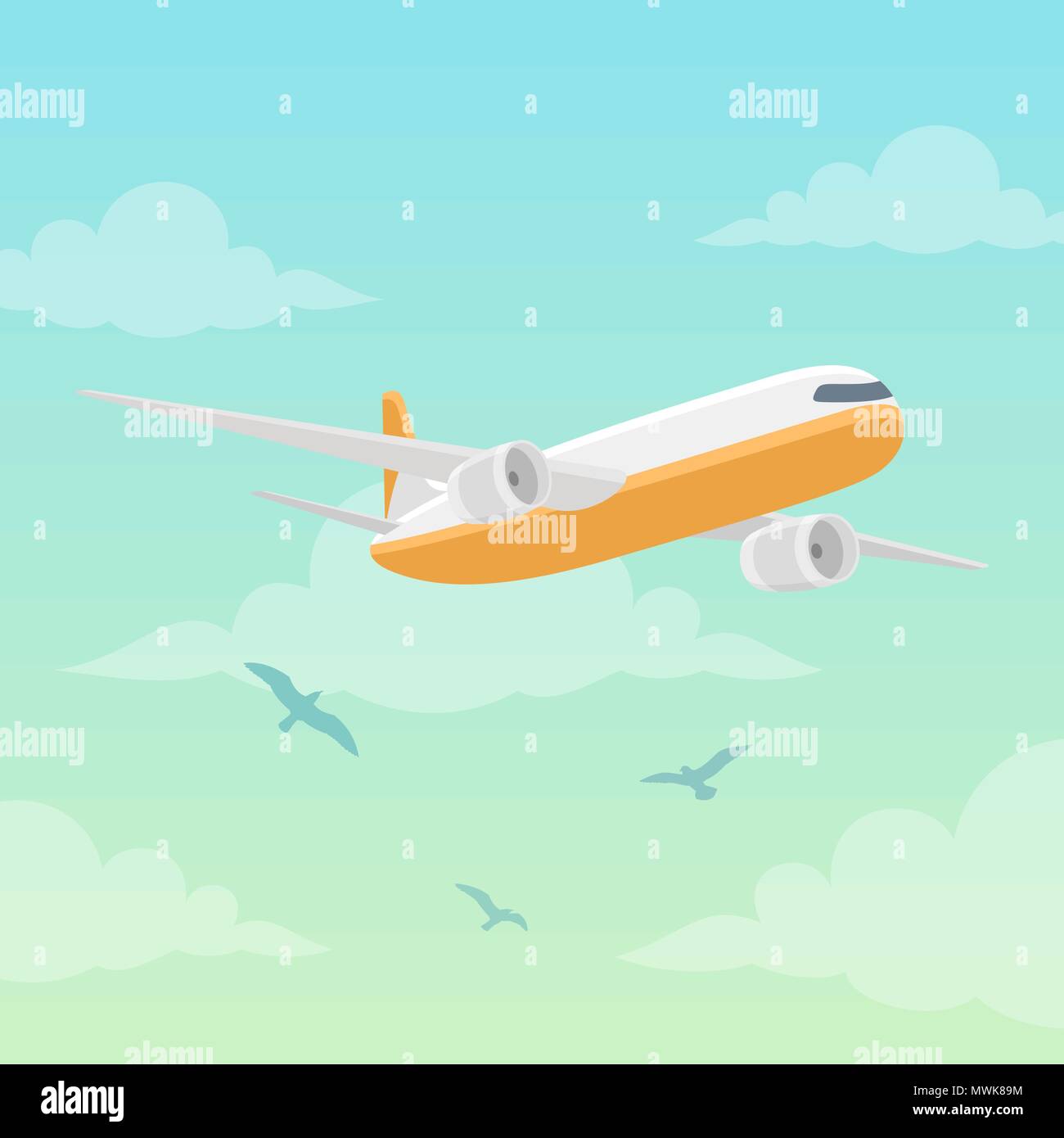 Flugzeug in den Himmel Vector Illustration Stock Vektor