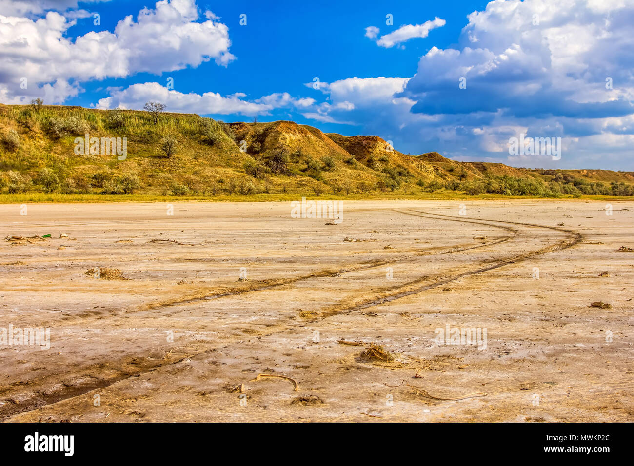 Odessa, das Salzmeer, Straße und Felsen Stockfoto