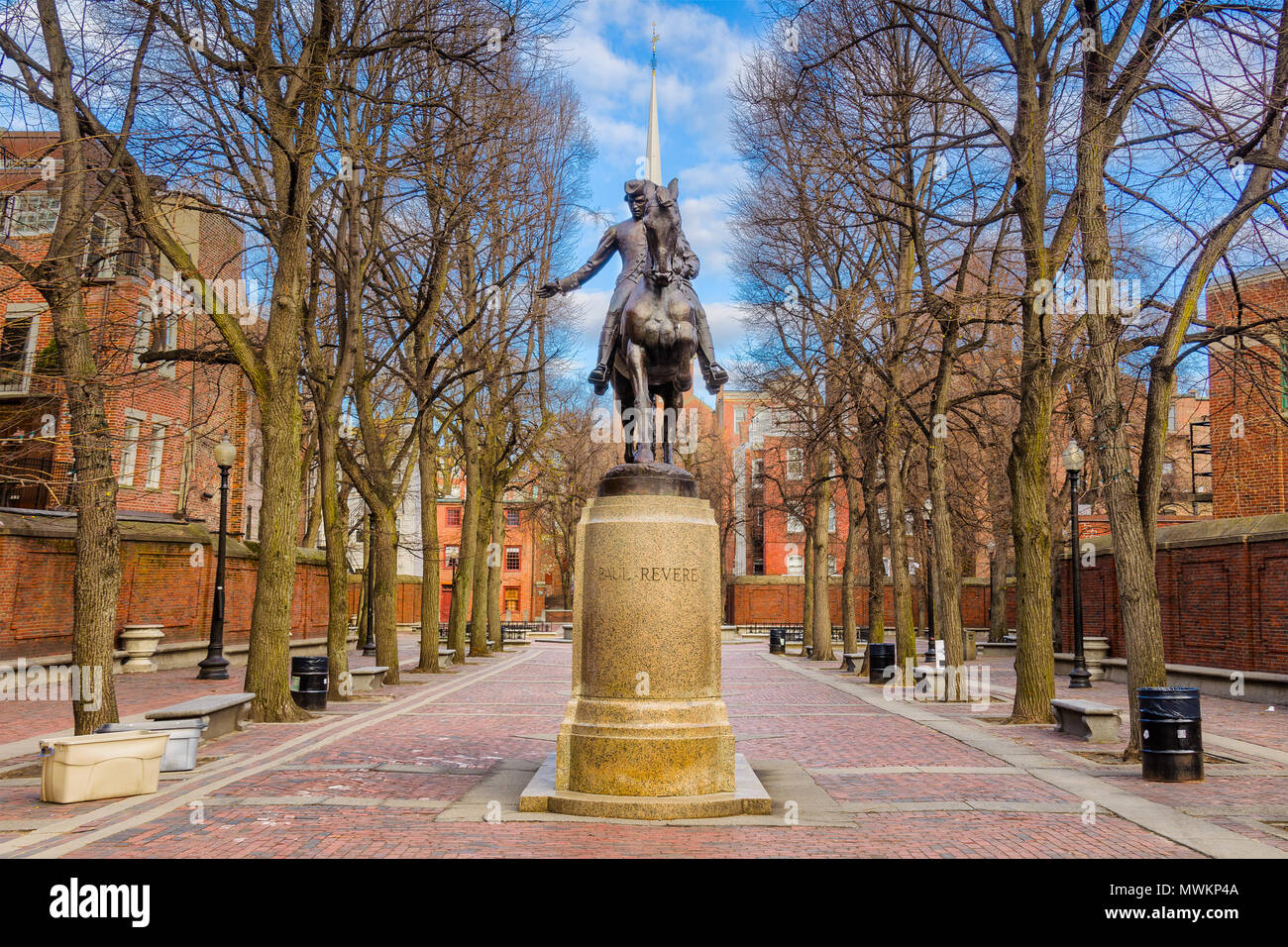 Boston, Massachusetts, USA an der Paul Revere Denkmal. Stockfoto