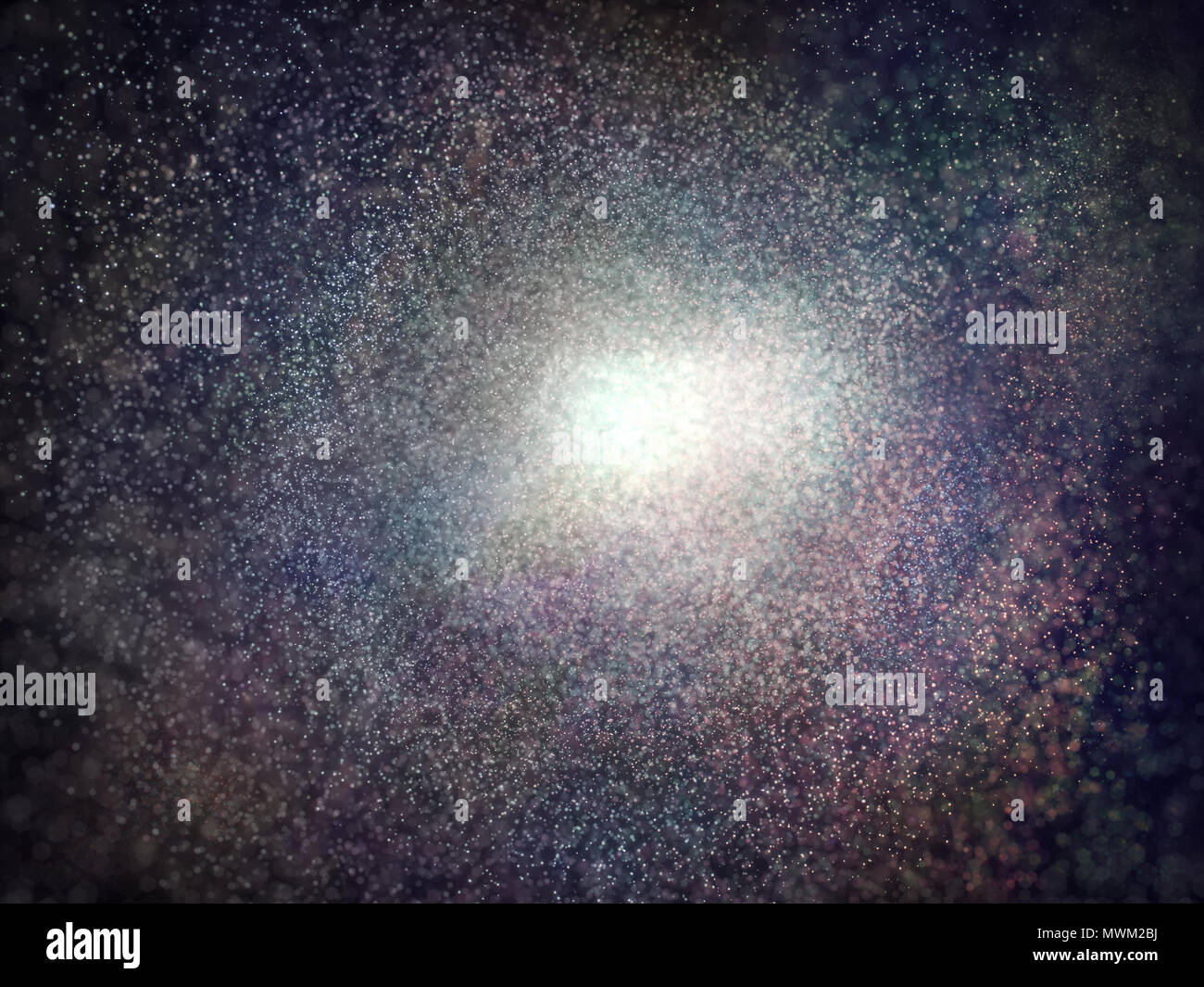 3D-Darstellung. Abstraktes Bild des Universums mit einem riesigen Galaxie, in der Mitte. Stockfoto