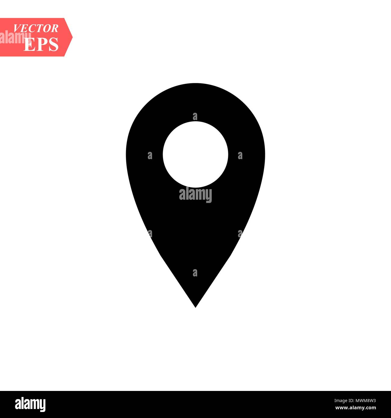 Karte pins Zeichen Symbol mit Ellipse schwarz im einfachen Stil. Schwarze runde Formen auf weißem Hintergrund. Vector Illustration web design Element speichern in Stock Vektor