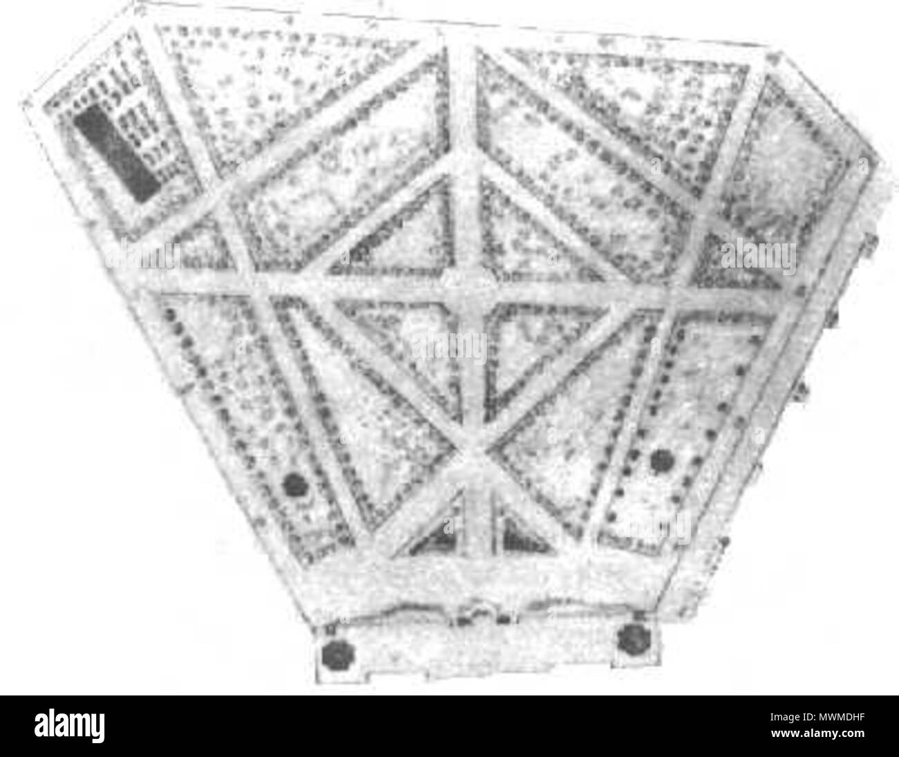 . Plan der Passeio Público (öffentlicher Park) von Rio de Janeiro, erbaut 1779-1783 von dem Architekten Mestre Valentim. 1862. Diese Datei fehlt, Informationen zum Autor. 470 Passeio 1862 - JoaqMan Macedo-Um Passeio pela Cidade do RJ Stockfoto