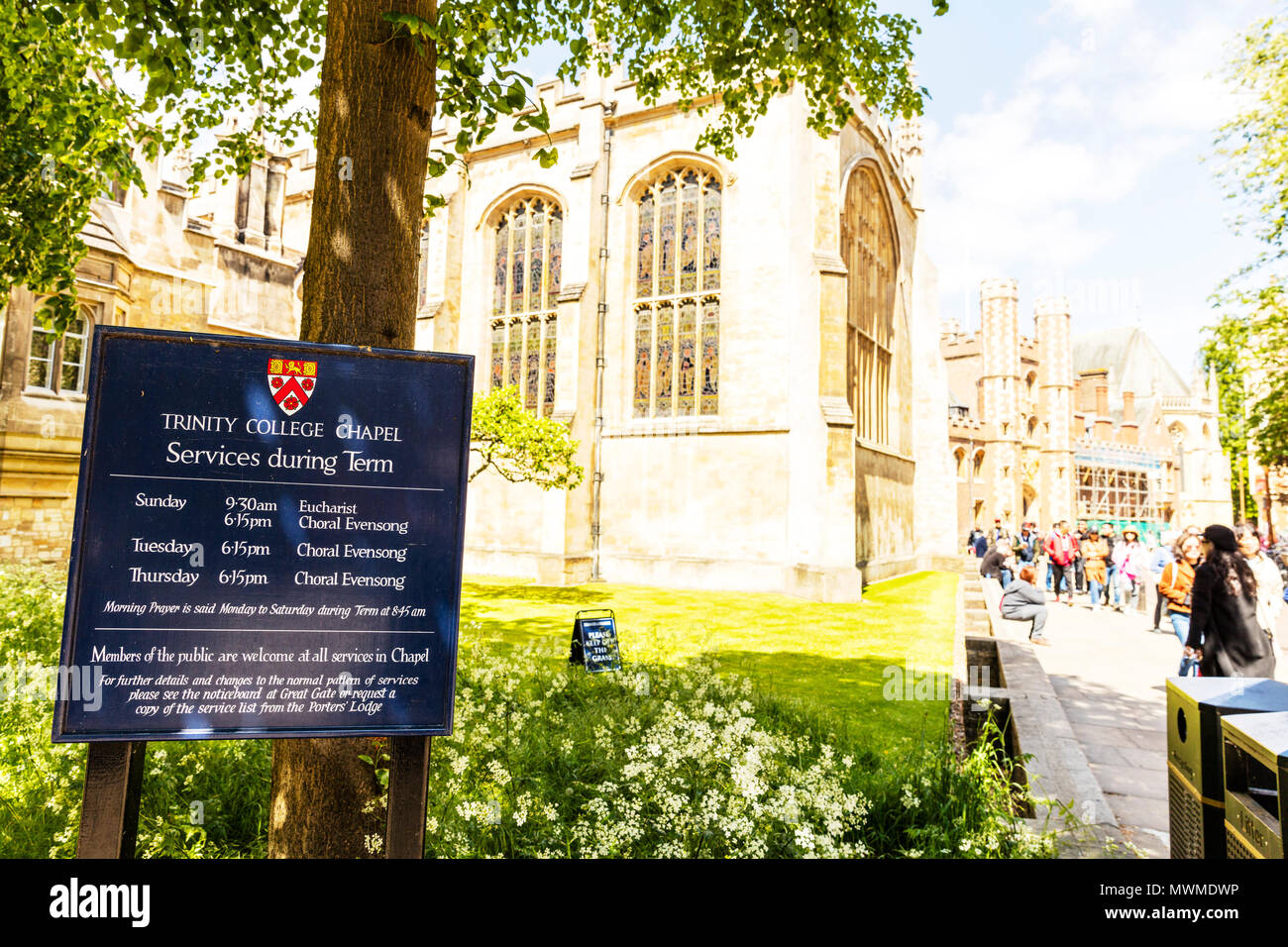Trinity College Kapelle Cambridge, Kapelle des Trinity College, Cambridge, der christliche Gottesdienst, Trinity College Kapelle Zeichen, Trinity College Kapelle, Großbritannien Stockfoto