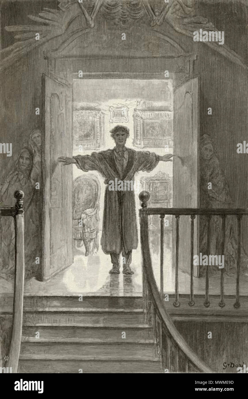 . Abbildung 10 für "Der Rabe" von Edgar Allan Poe für die Linie bin nur dies und nichts mehr