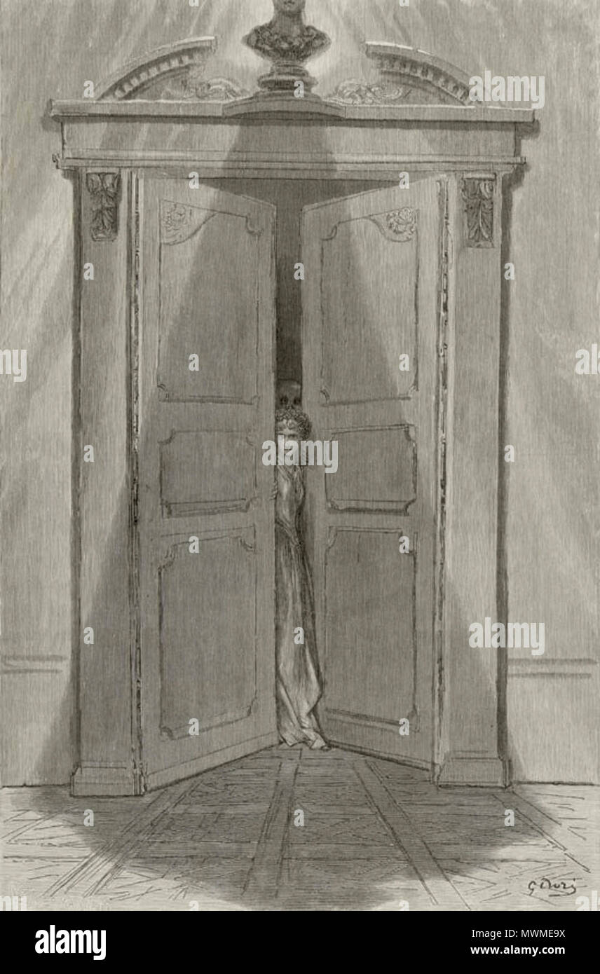 . Abbildung 9 für "Der Rabe" von Edgar Allan Poe für einige Besucher der Linie verdrießen Eingang an meiner Tür.". 1884. Gustave Dore 471 Paul Gustave Dore Raven 9. Stockfoto