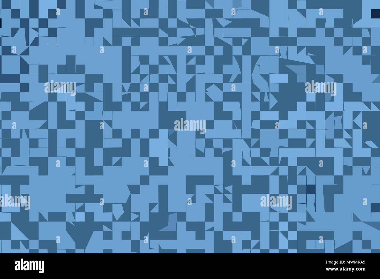 Abstrakt Blau Zufällige und unregelmäßigen geometrischen quadratische Hintergrund Design Pattern. Stockfoto