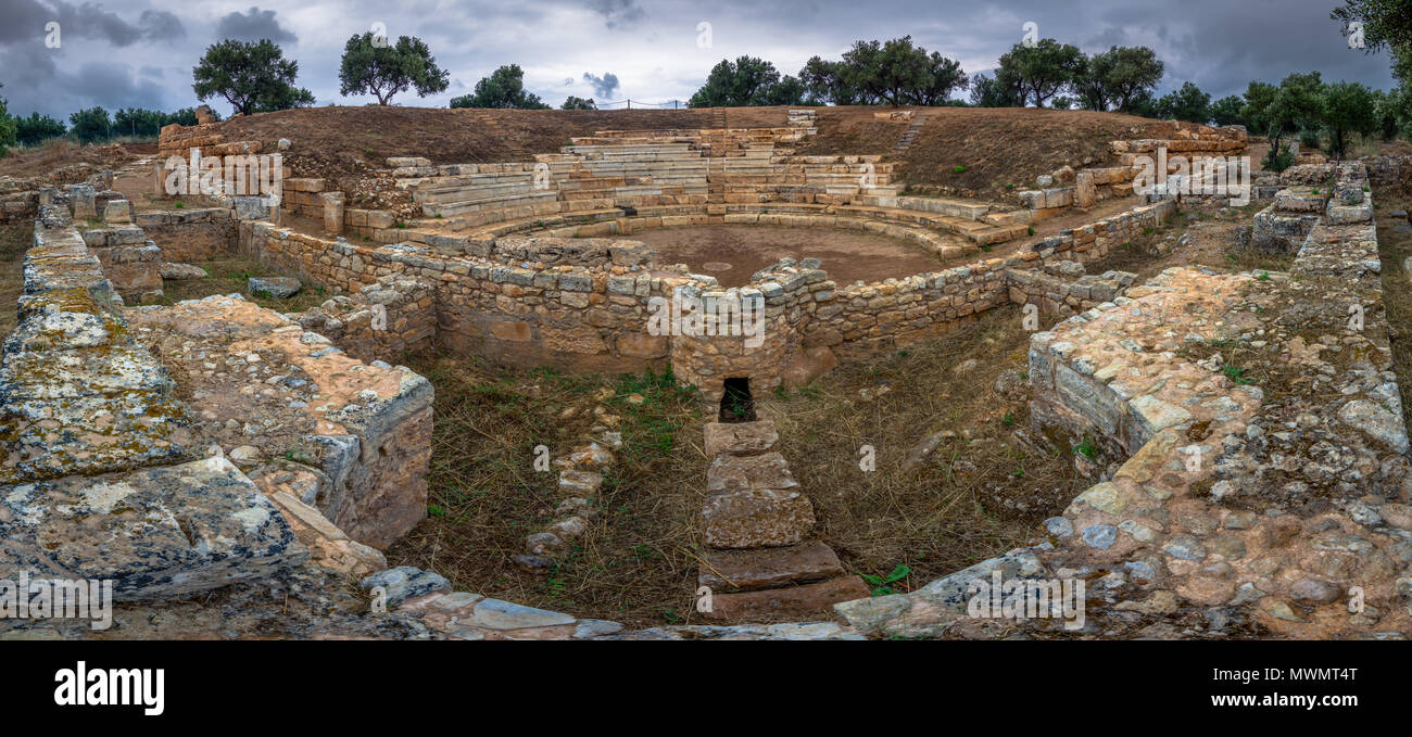 Amphitheater in der antiken Stadt Aptera, Chania, Kreta, Griechenland Stockfoto
