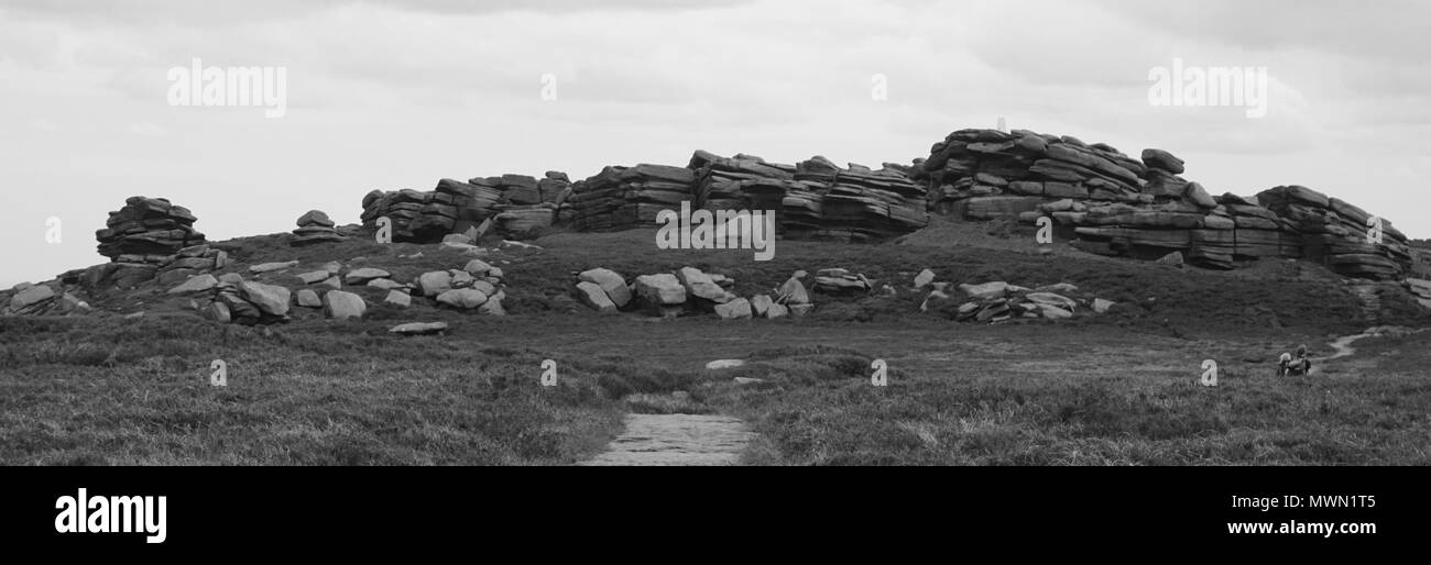 Felsvorsprung in der Derwent Reservoir, Derbyshire, England. Stockfoto