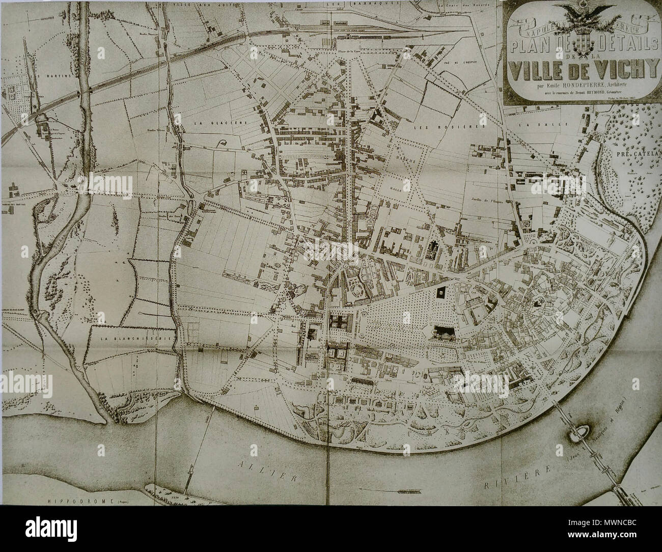 487 Plan de détail de la Ville de Vichy (1865) Stockfoto