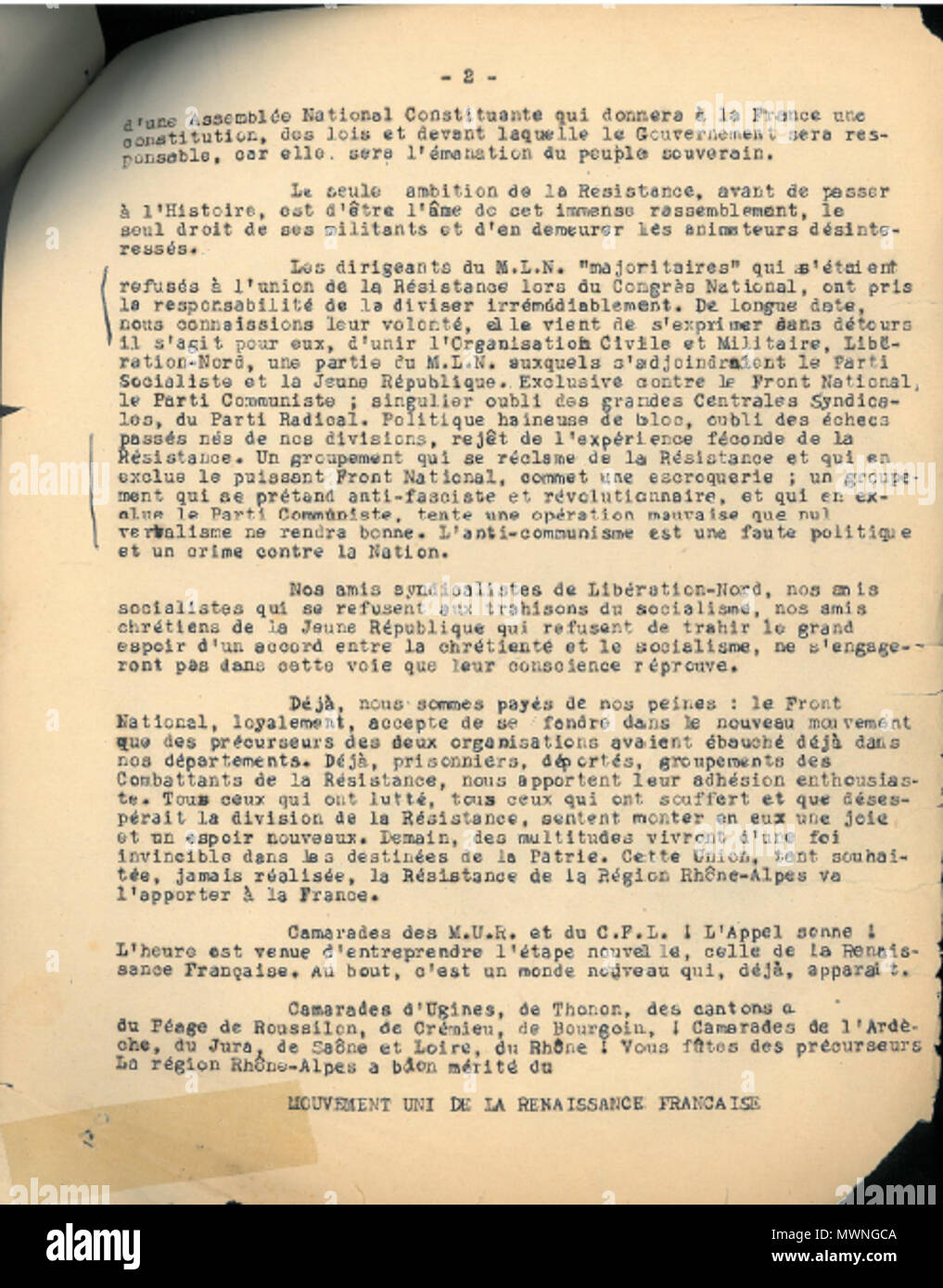 503 Verkündigung d'Alban Vistel aux M.U.R. et du Corps Franc de Libération, 1944 (s. 2) Stockfoto