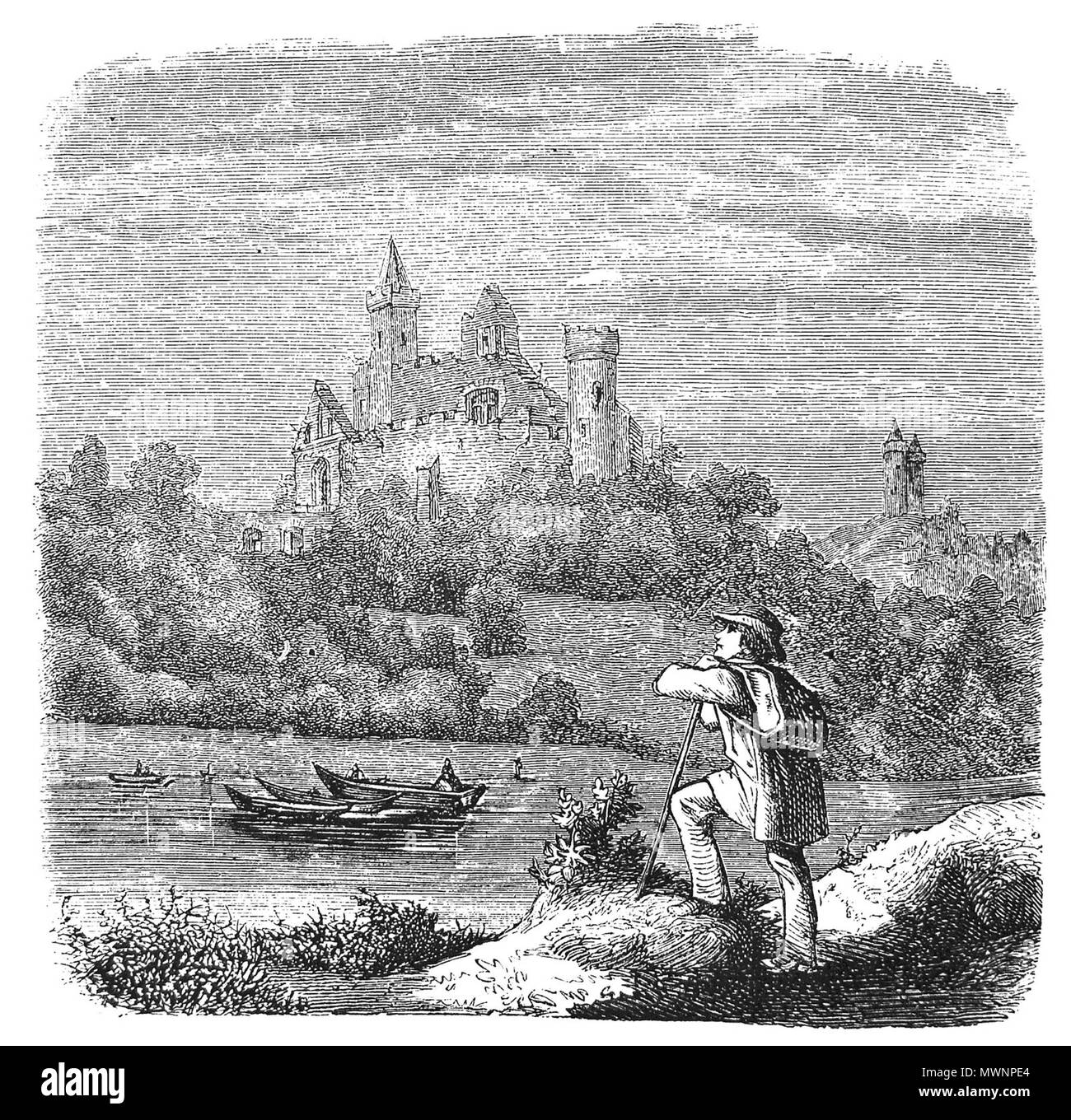 . Rudelsburg Burg. Vor 1870. nicht erwähnt, Selbst-Foto 531 Rudelsburg 1870 Stockfoto