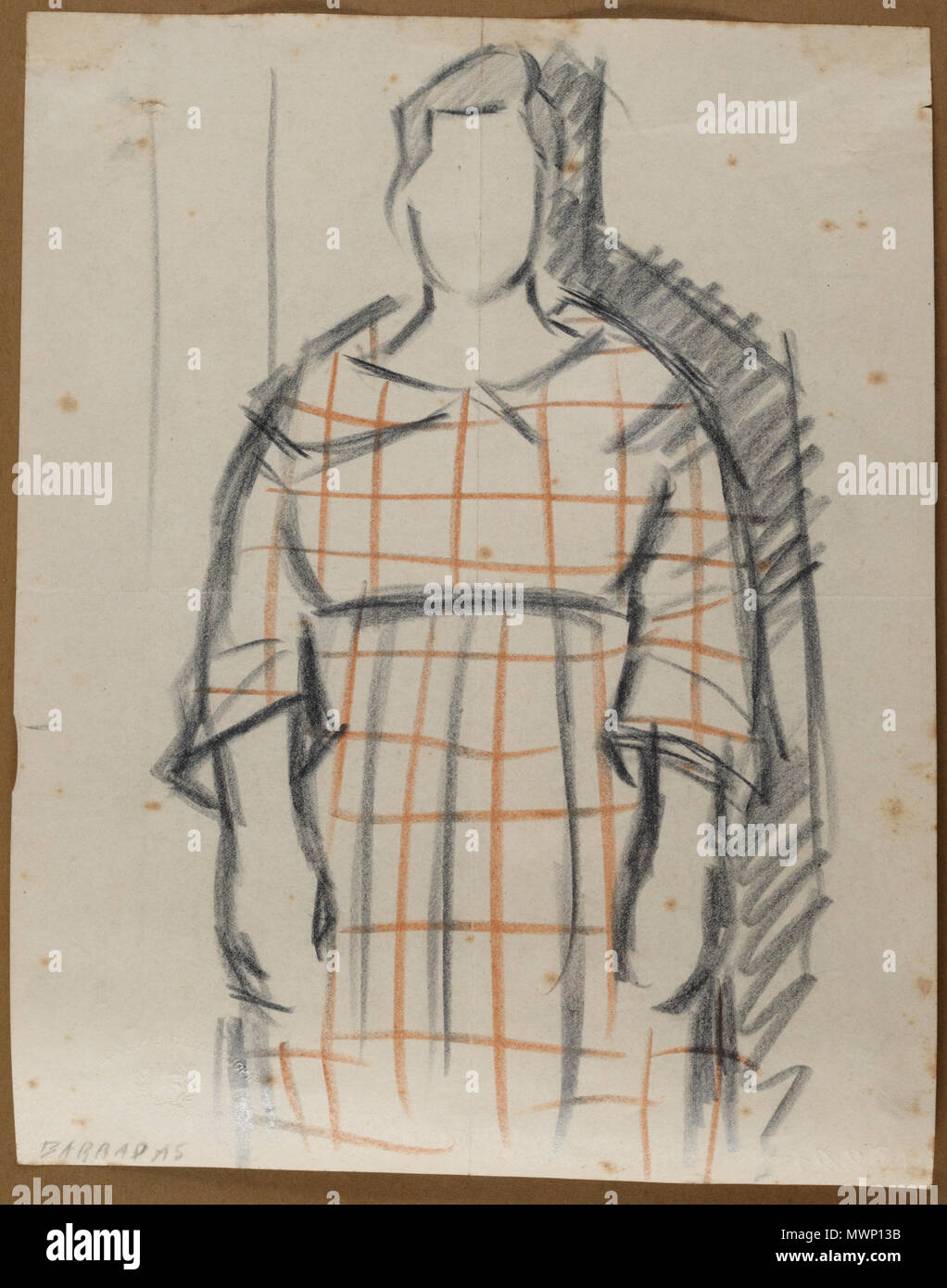 . Español: Obra" Pilar' del Pintor uruguayo Rafael Barradas (1890-1929) Dibujo eine lápiz sobre Papel de 26,5 cm x 21 cm de Alto de ancho, C. 1918-23. Fotografía de la obra tomada por Eduardo Baldizan. ca. 1918-23. Rafael Barradas (1890-1929) 511 Rafael Barradas - Pilar Stockfoto