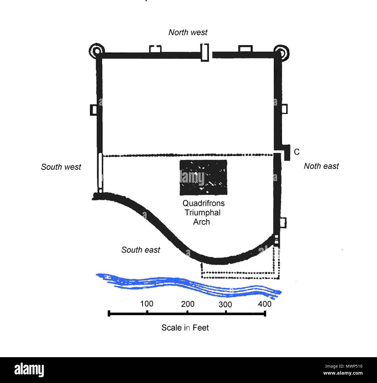 . Englisch: Plan von Richborough Castle, abgeleitet vom Penny cyclopedia (1836) V 6 Seite 353. 15. September 2011. George Lange (ed) 522 Richborough Castle, abgeleitet vom Penny cyclopedia (1836) V 6 Seite 353 Stockfoto