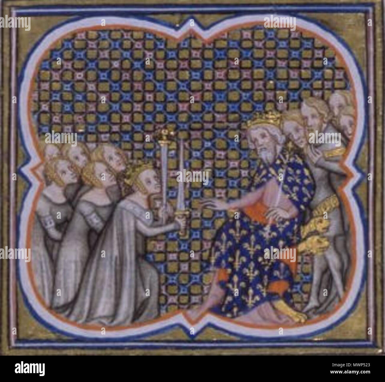 . Englisch: Louis der Stotterer und Richilda der Provence Čeština: Ludvík II. eine Richilda z Provence. 14. Jahrhundert. Anonym 522 Richilda Louis Stockfoto