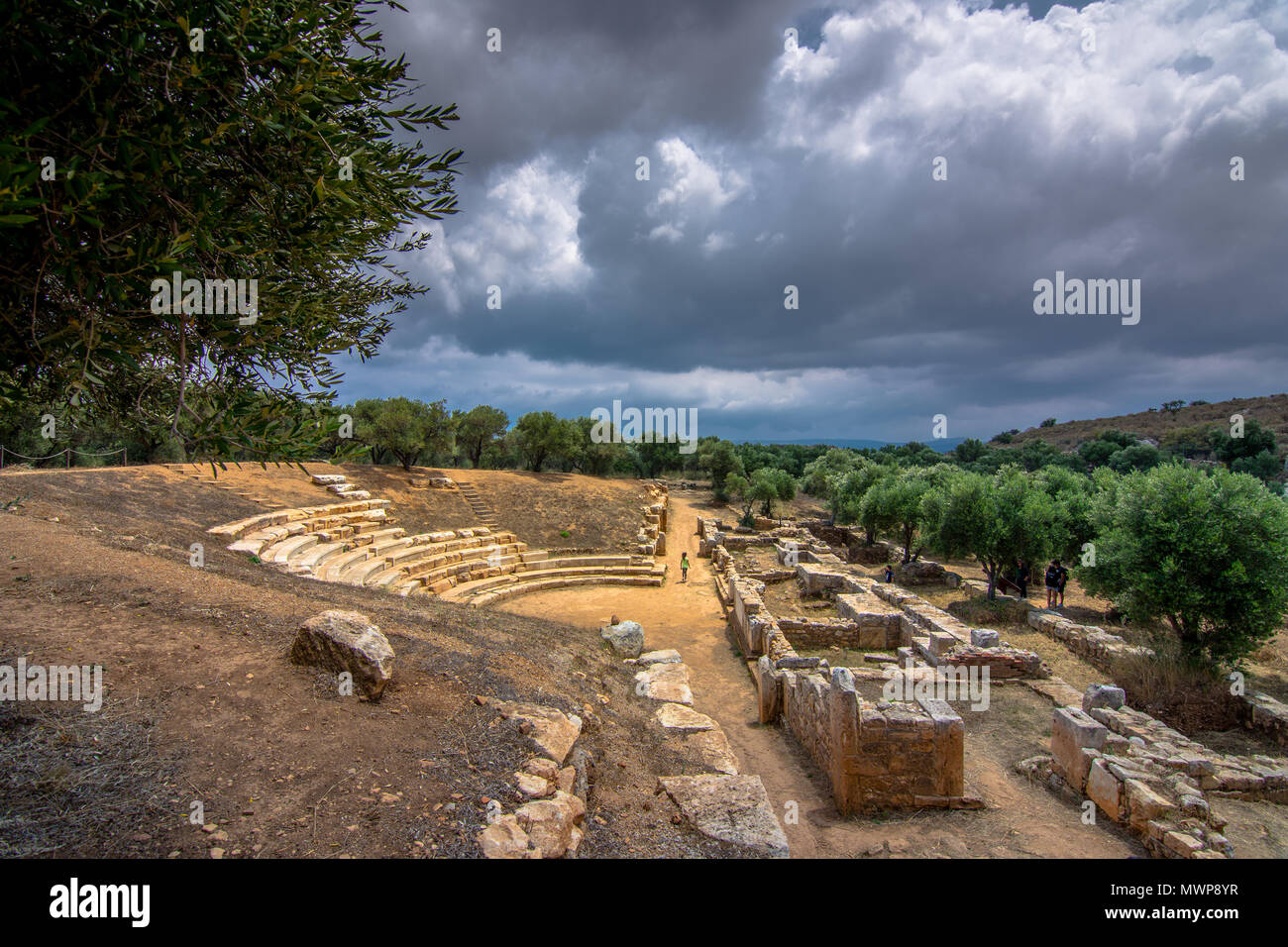 Amphitheater in der antiken Stadt Aptera, Chania, Kreta, Griechenland Stockfoto
