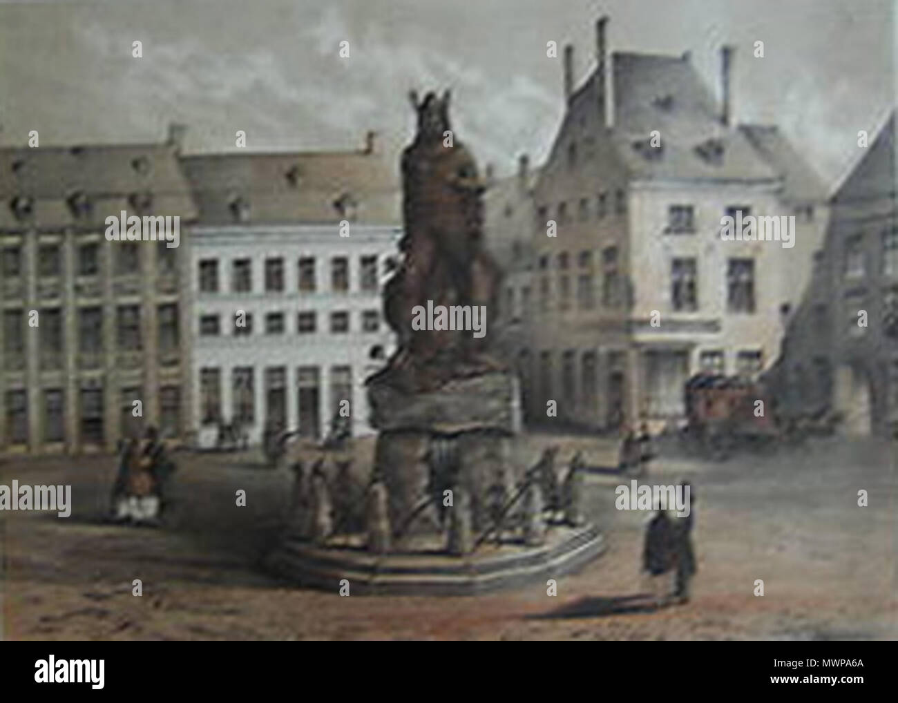 . Englisch: 'Statue von Ambiorix' (Tongeren, Belgien) (C. 1860) - litho von Joseph Hoolans (1814-1872). 13. November 2008. Georges Jansoone (JoJan) - Werke von Joseph Hoolans 284 Hoolans. Tongeren, 01. Stockfoto