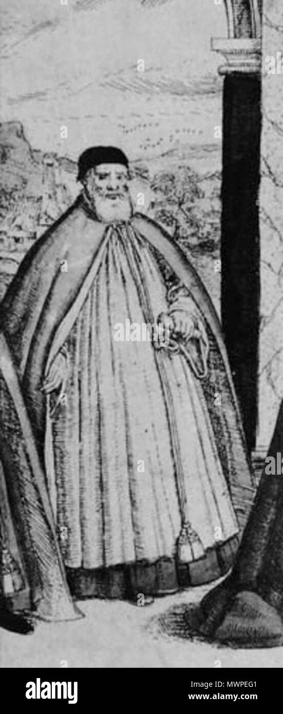 . Bild von Robert Horne, Bischof von Winchester, von der Prozession der Ritter in den Hosenbandorden aufgenommen (Blatt 2). 15 Mai 2011, 08:39 (UTC). Prozession der Ritter des Strumpfband (Blatt 2).jpg: Marcus gheeraerts the Elder abgeleitete Arbeit: Glanis 524 Robert Horne, Bischof von Winchester Stockfoto