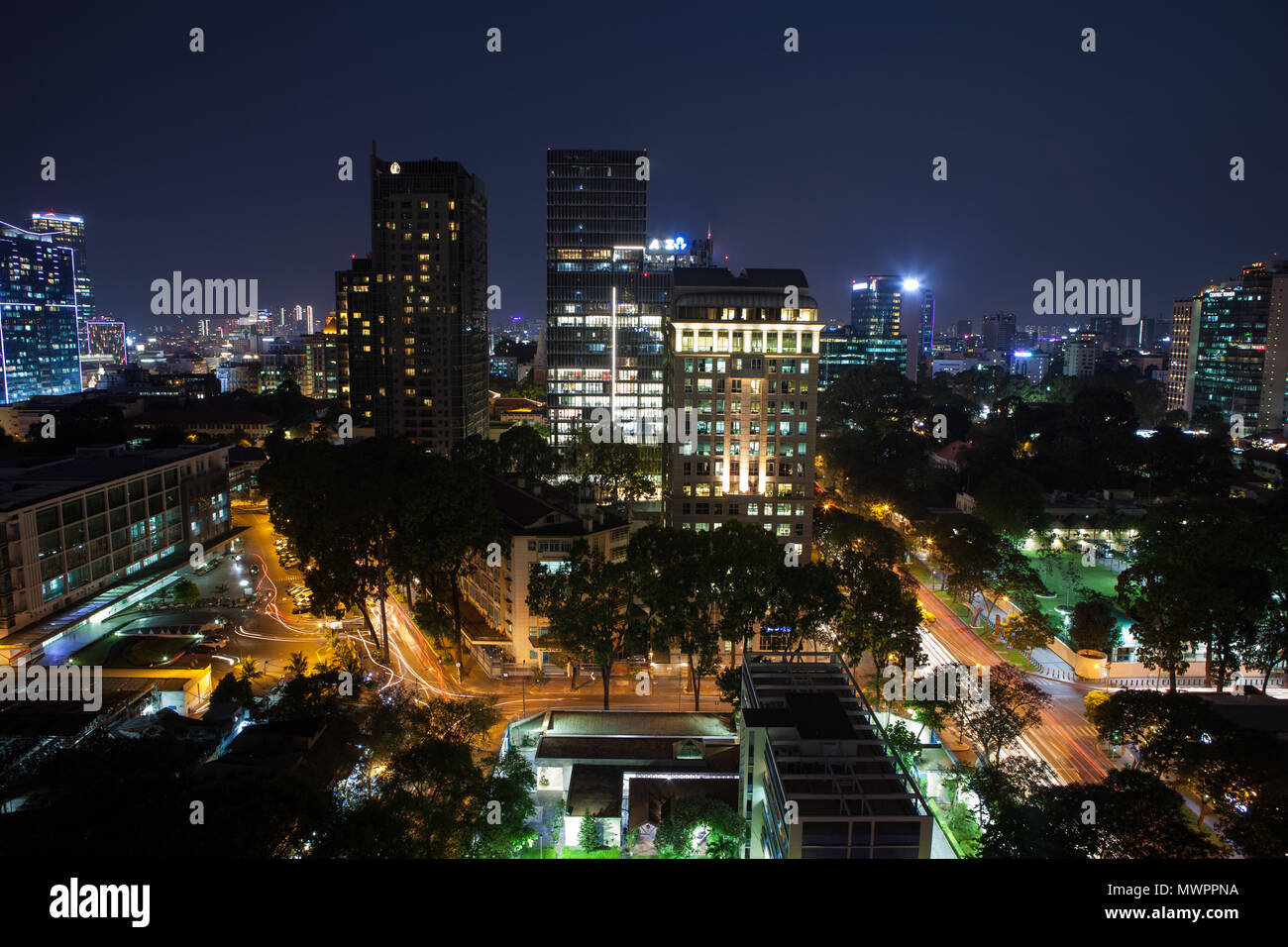 Night Skyline, Ho Chi Min City, Vietnam Stockfoto