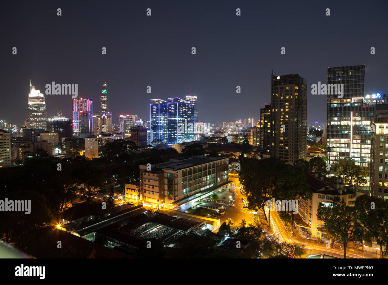 Night Skyline, Ho Chi Min City, Vietnam Stockfoto