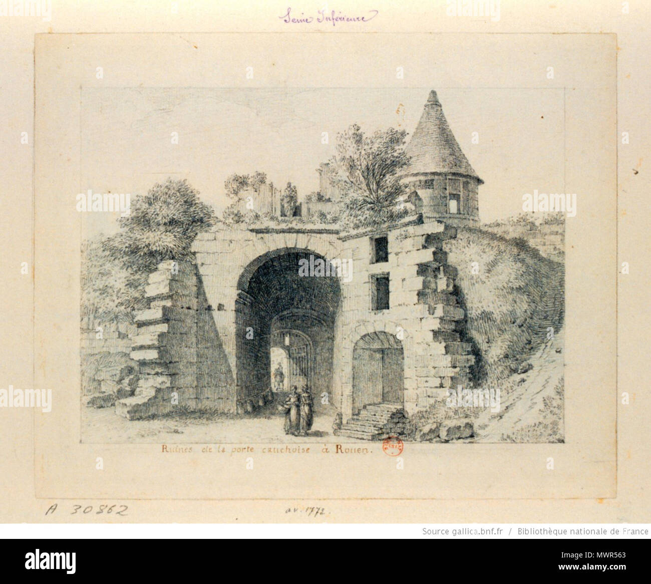 532 Ruinen de la porte Cauchoise à Rouen Stockfoto
