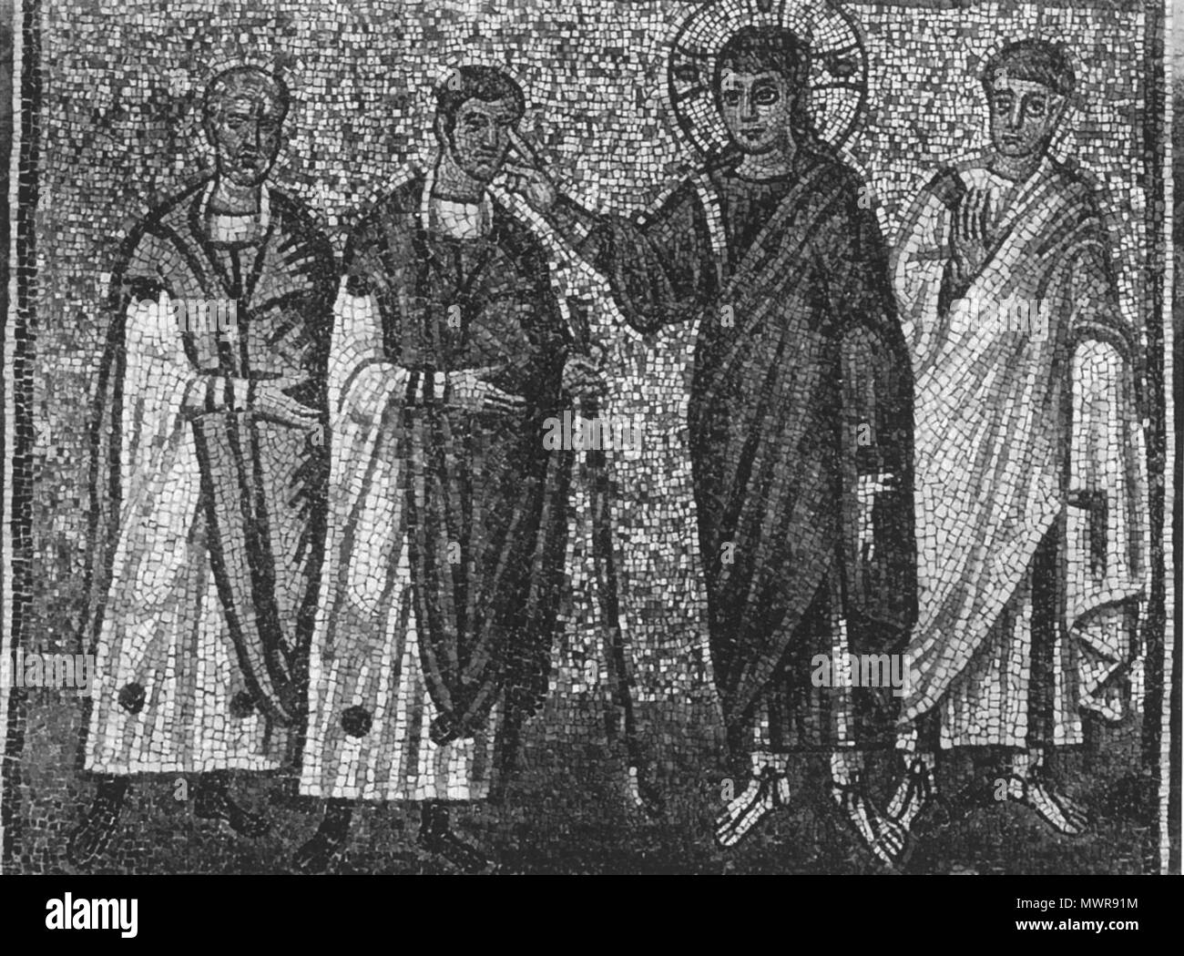 . English: Sant'Apollinare Nuovo (Ravenna), Mosaik, Heilung des Blinden von Jericho. English: Ende des 5. Jh. n. Chr. . Unbekannt 543 Sant Apollinare Nuovo - Heilung des Blinden von Jericho. Stockfoto