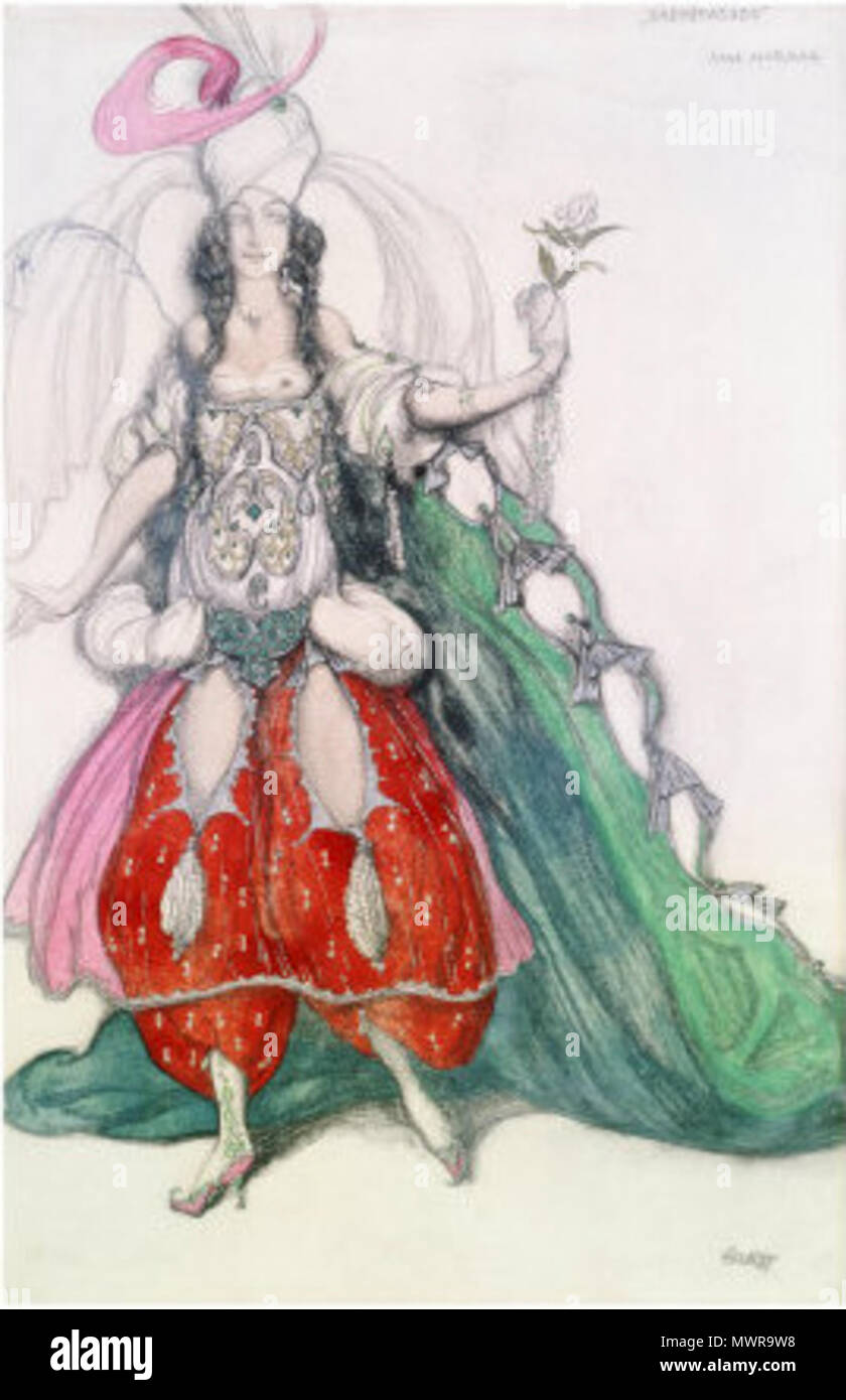 . Эскиз костюма к балету" Шахерезеда" ,1910 Kostüme für Scheherazade: Zobeide (Jane Marnac). 20. Bakst 546 Scheherazade von L. Bakst, 08. Stockfoto