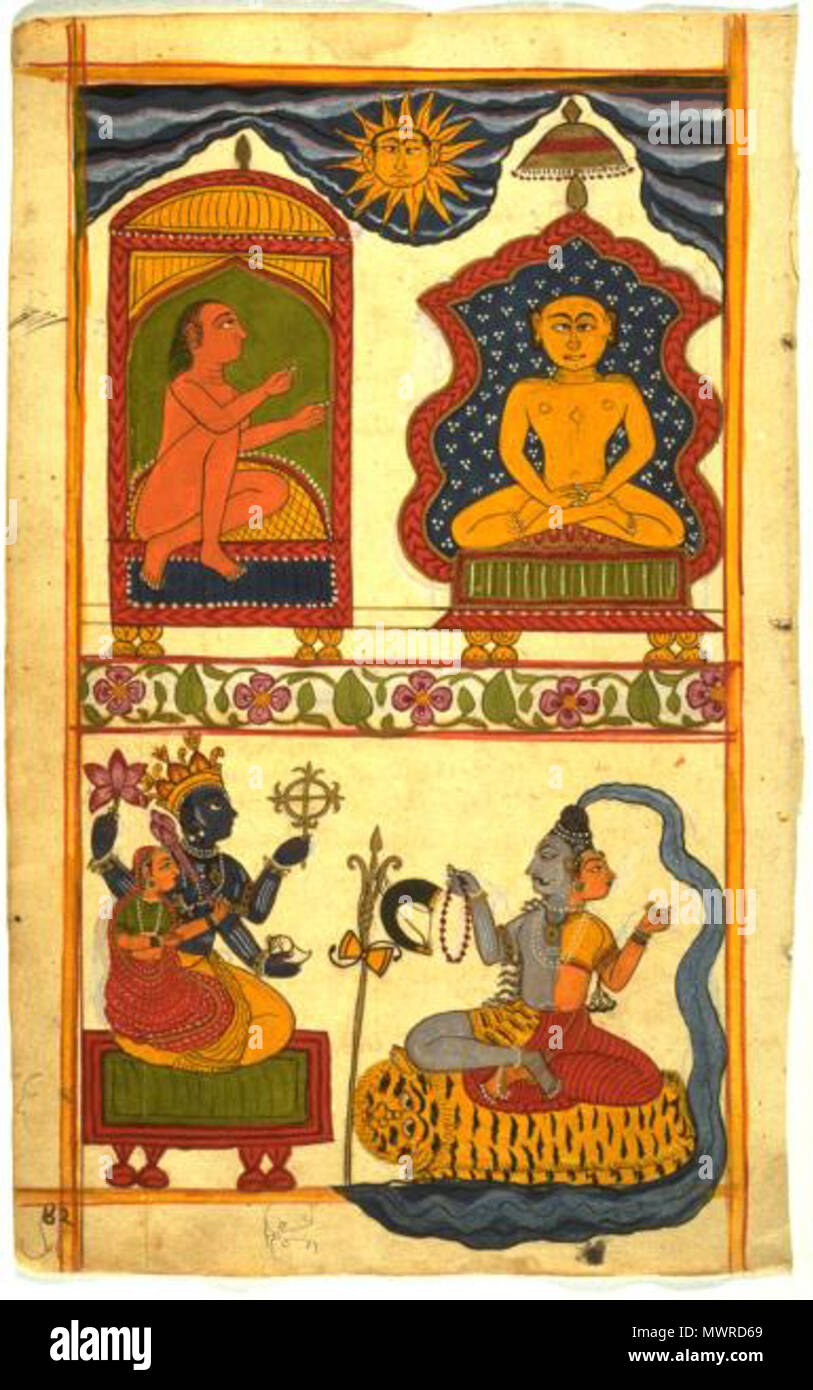 . Englisch: links Jain Tirthankara und Anbeter rechts Jain Tirthankar und hinduistische Götter. Ca. Mitte des 18. Jahrhunderts. Unbekannt 563 Westafrikanischen 2 Stockfoto