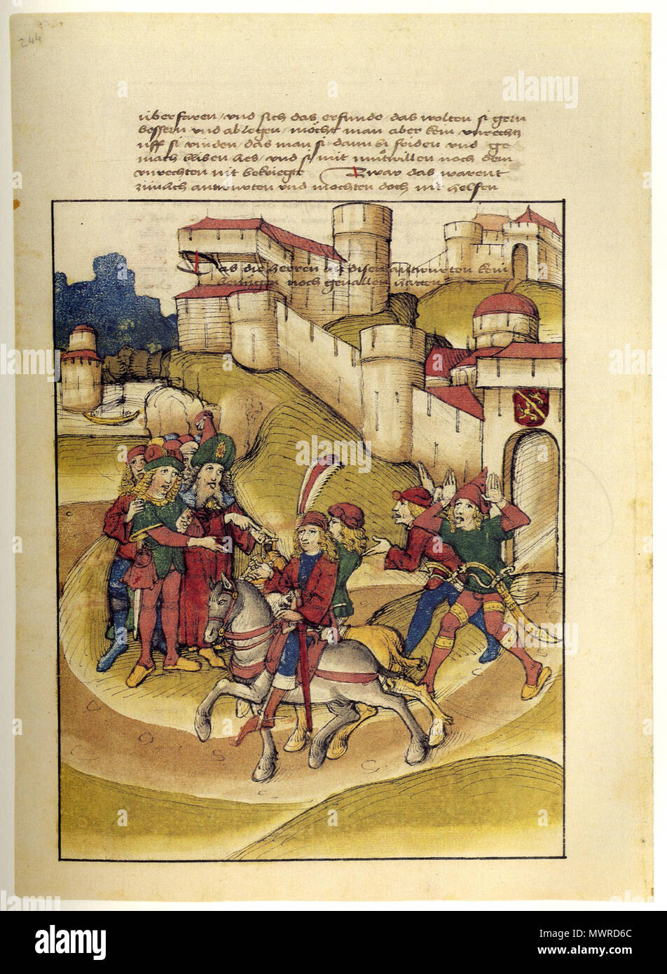 . Schweiz im MIttelalter Sterben in Diebold Schillings Spiezer Chronik, Studienausgabe, Faksimile der Handschrift Mss. hist. helv. I.16 der Burgerbibilothek Bern, hg. von Hans Haeberli und Christoph Steiger, Luzern: Faksimile Verlag, 1991. 15. Jahrhundert. Diebold Schilling der Ältere 546 Schilling Spiezer Chronik 10. Stockfoto