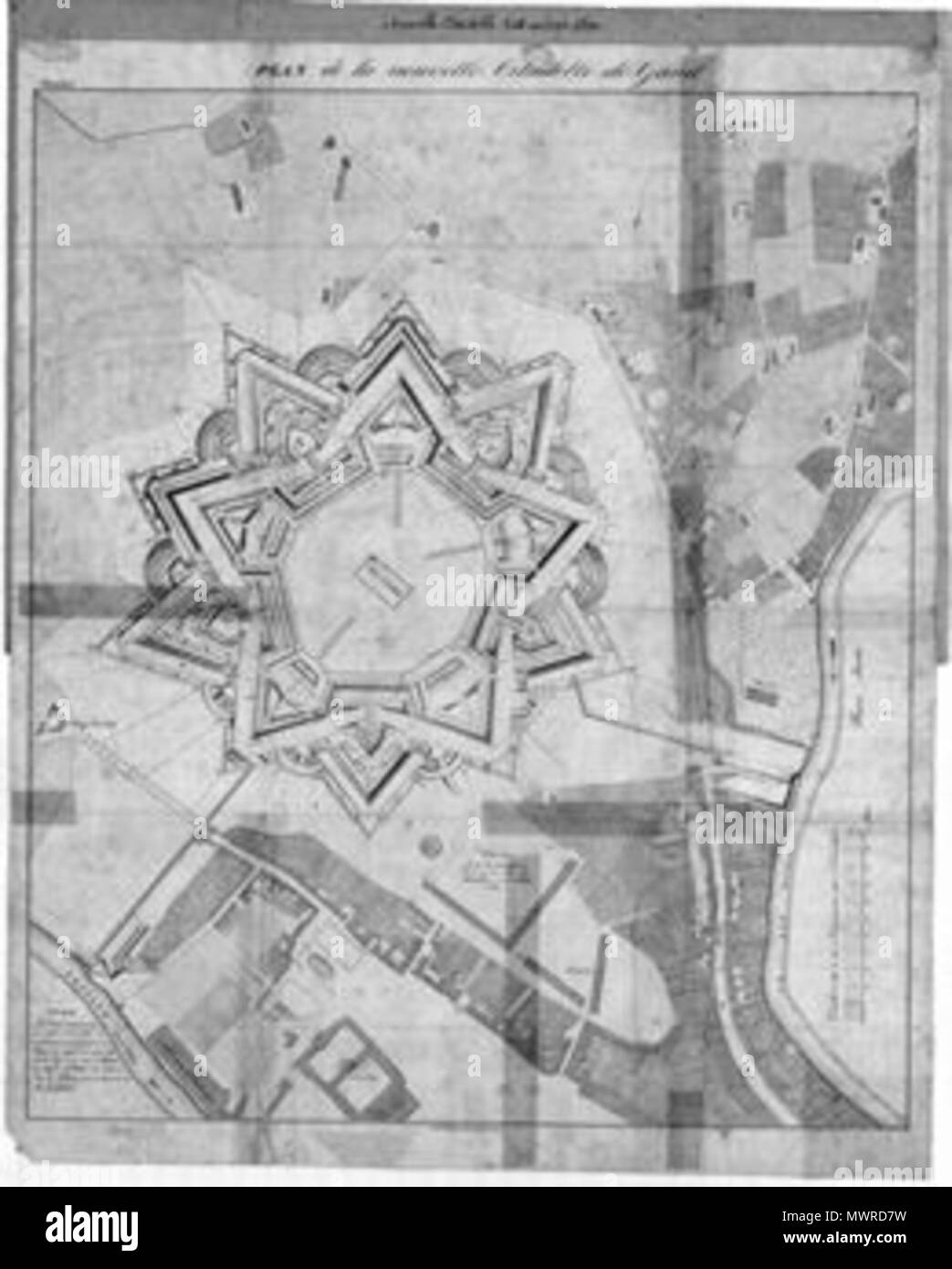 . Englisch: Situatieplan Zitadelle Gent. Vom 5. Dezember 2012, 10:22:57. Unbekannt 563 Situatieplan Zitadelle Gent Stockfoto